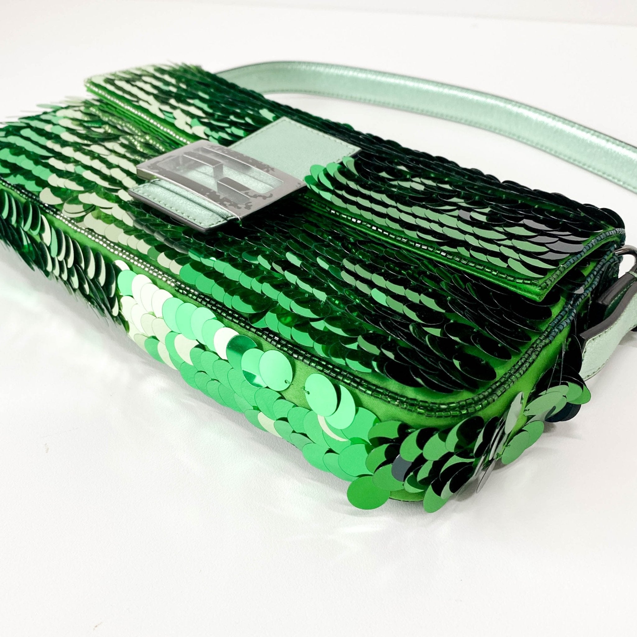 FENDI Baguette Re - Edition 1997 Green Sequin Shoulder Bag, in , Sold by HIVE PRELOVED - Shoulder Bags, ,