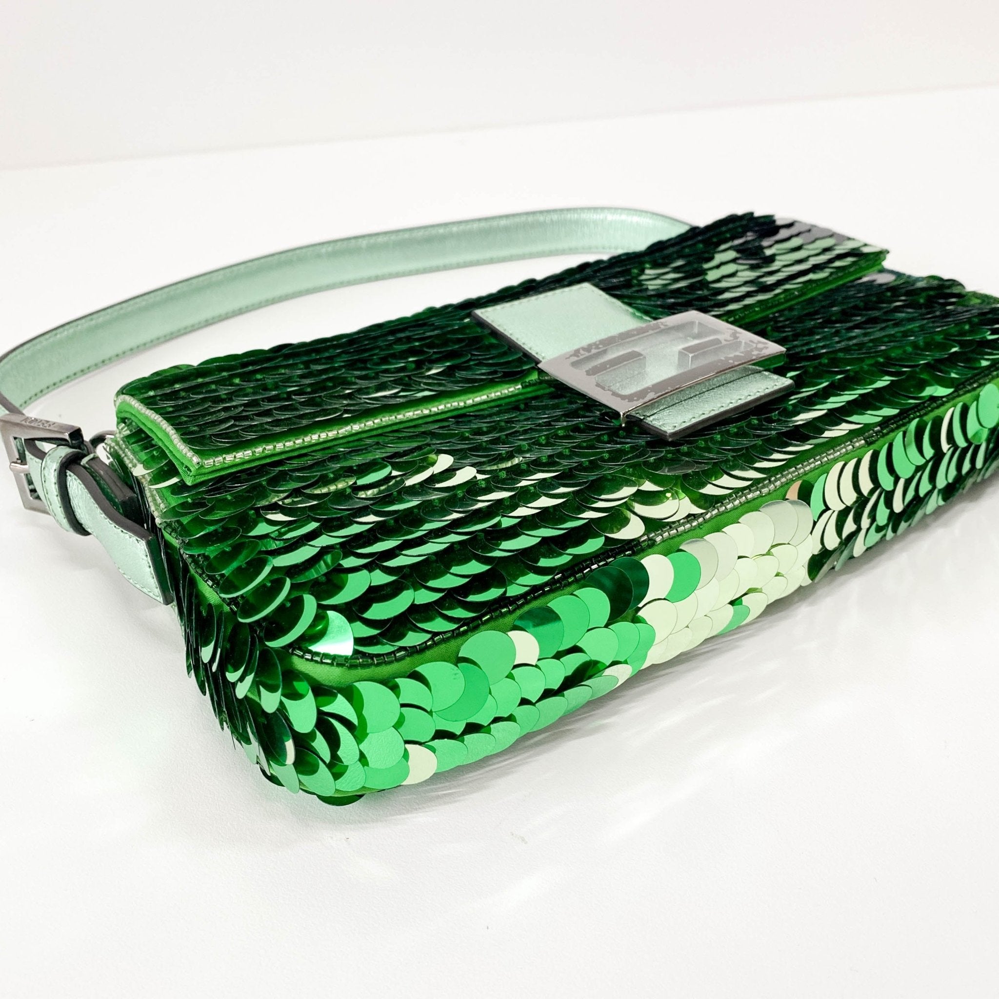 FENDI Baguette Re - Edition 1997 Green Sequin Shoulder Bag, in , Sold by HIVE PRELOVED - Shoulder Bags, ,