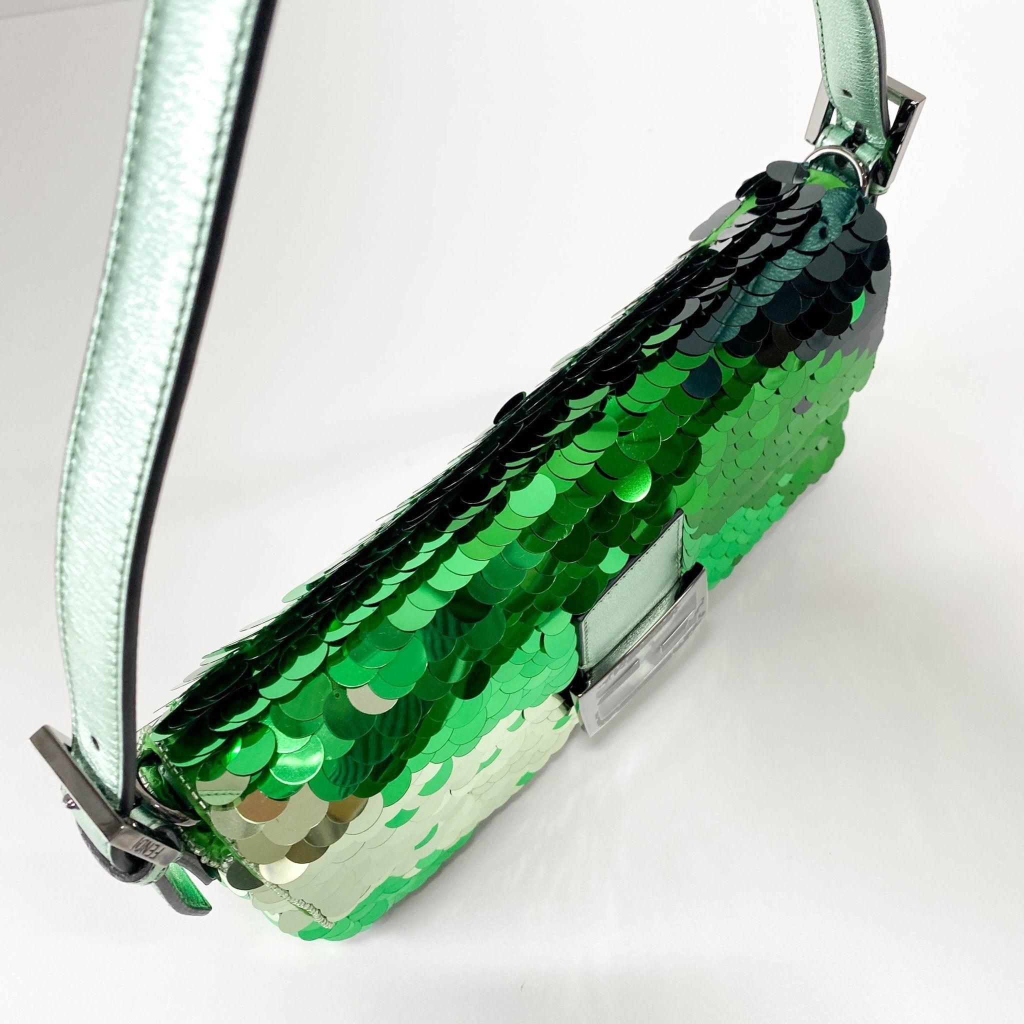 FENDI Baguette Re - Edition 1997 Green Sequin Shoulder Bag, in , Sold by HIVE PRELOVED - Shoulder Bags, ,