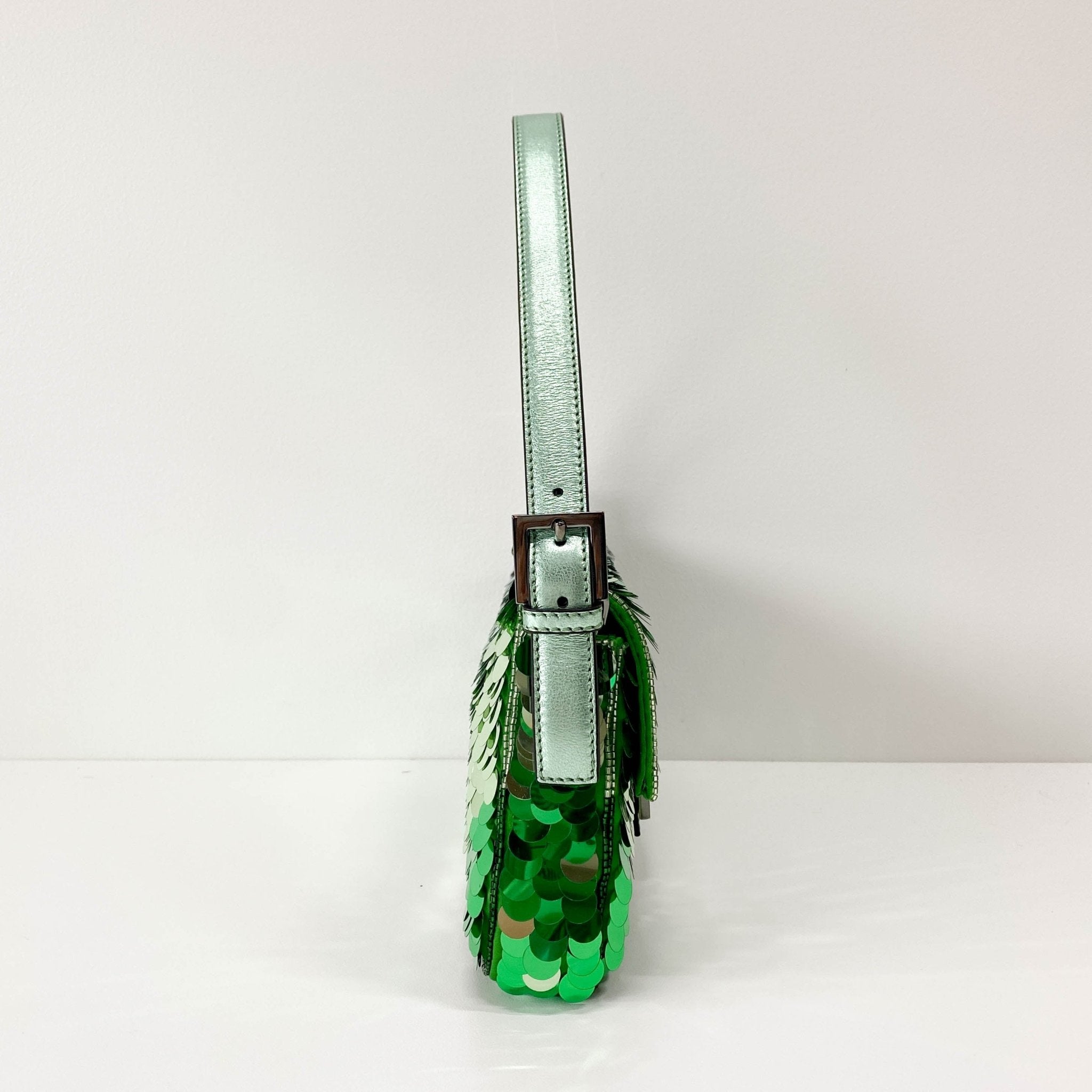 FENDI Baguette Re - Edition 1997 Green Sequin Shoulder Bag, in , Sold by HIVE PRELOVED - Shoulder Bags, ,