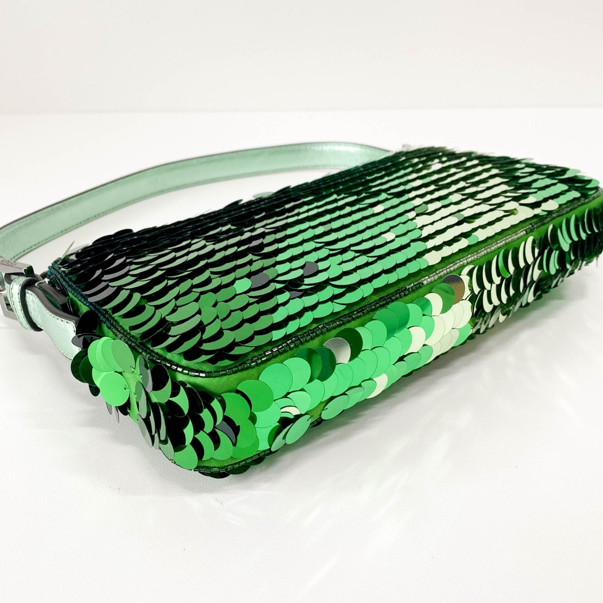 FENDI Baguette Re - Edition 1997 Green Sequin Shoulder Bag, in , Sold by HIVE PRELOVED - Shoulder Bags, ,