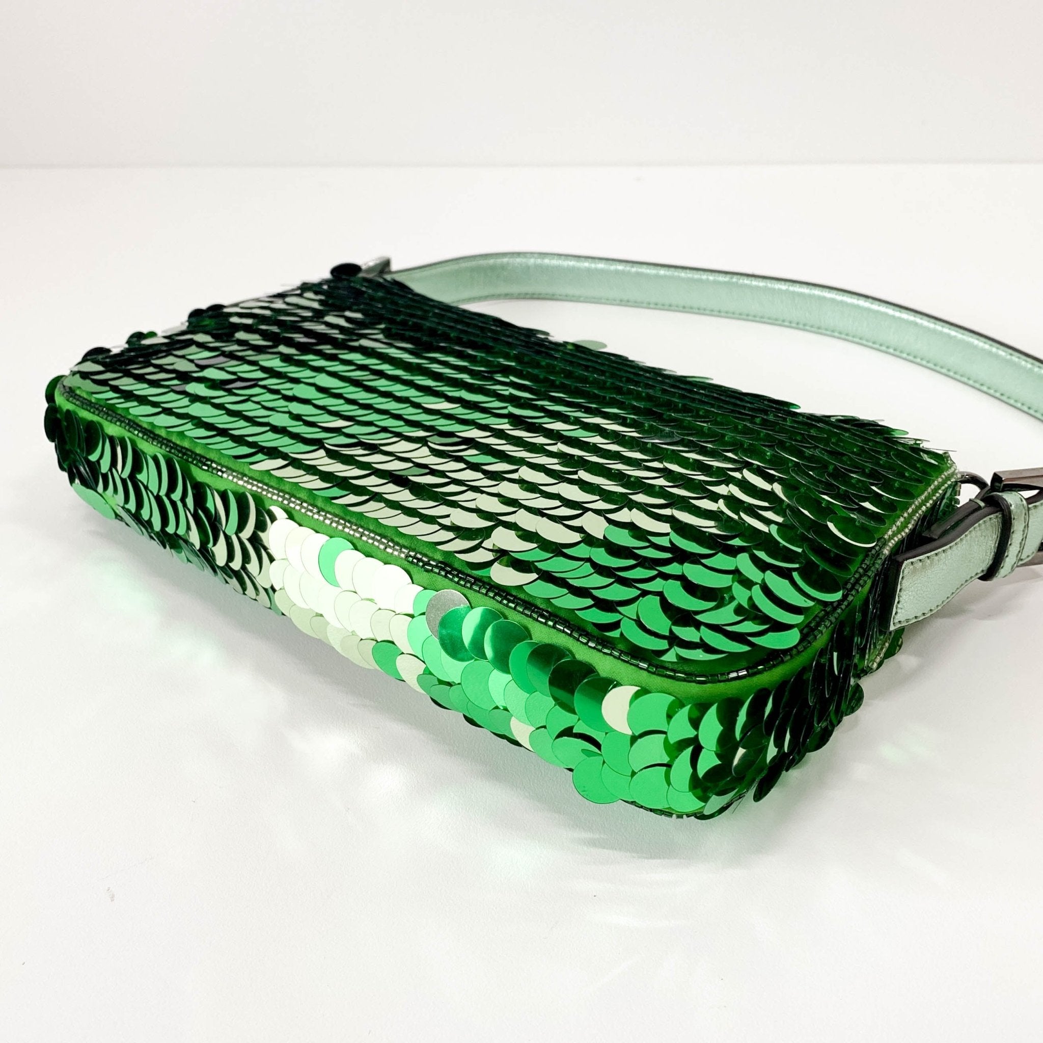 FENDI Baguette Re - Edition 1997 Green Sequin Shoulder Bag, in , Sold by HIVE PRELOVED - Shoulder Bags, ,