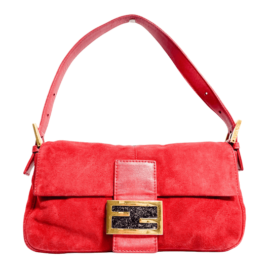 FENDI Baguette Red Suede Shoulder Bag, in , Sold by HIVE PRELOVED - Shoulder Bags, ,