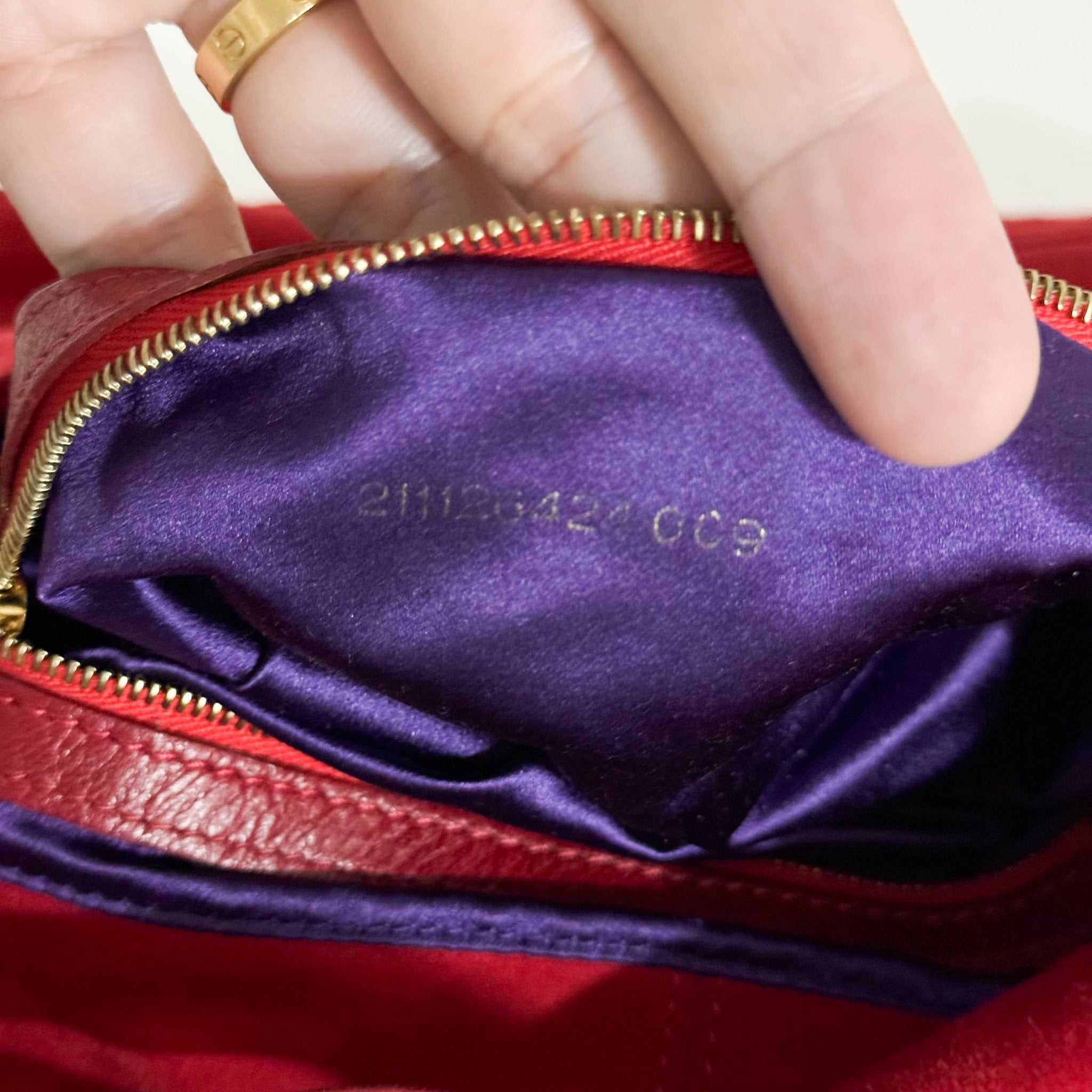 FENDI Baguette Red Suede Shoulder Bag Purple Glitter / Gold Hardware, in , Sold by HIVE PRELOVED - Shoulder Bags, ,