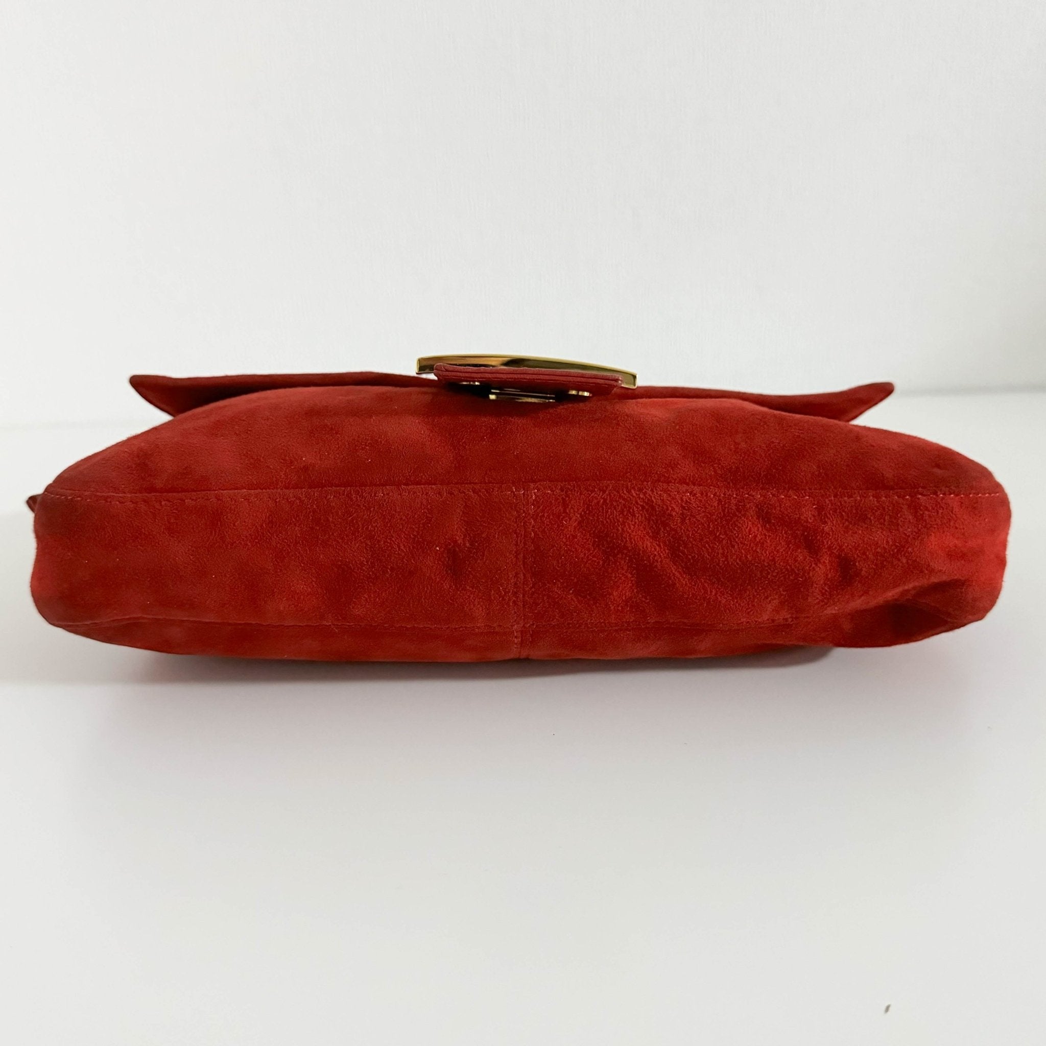 FENDI Baguette Red Suede Shoulder Bag Purple Glitter / Gold Hardware, in , Sold by HIVE PRELOVED - Shoulder Bags, ,