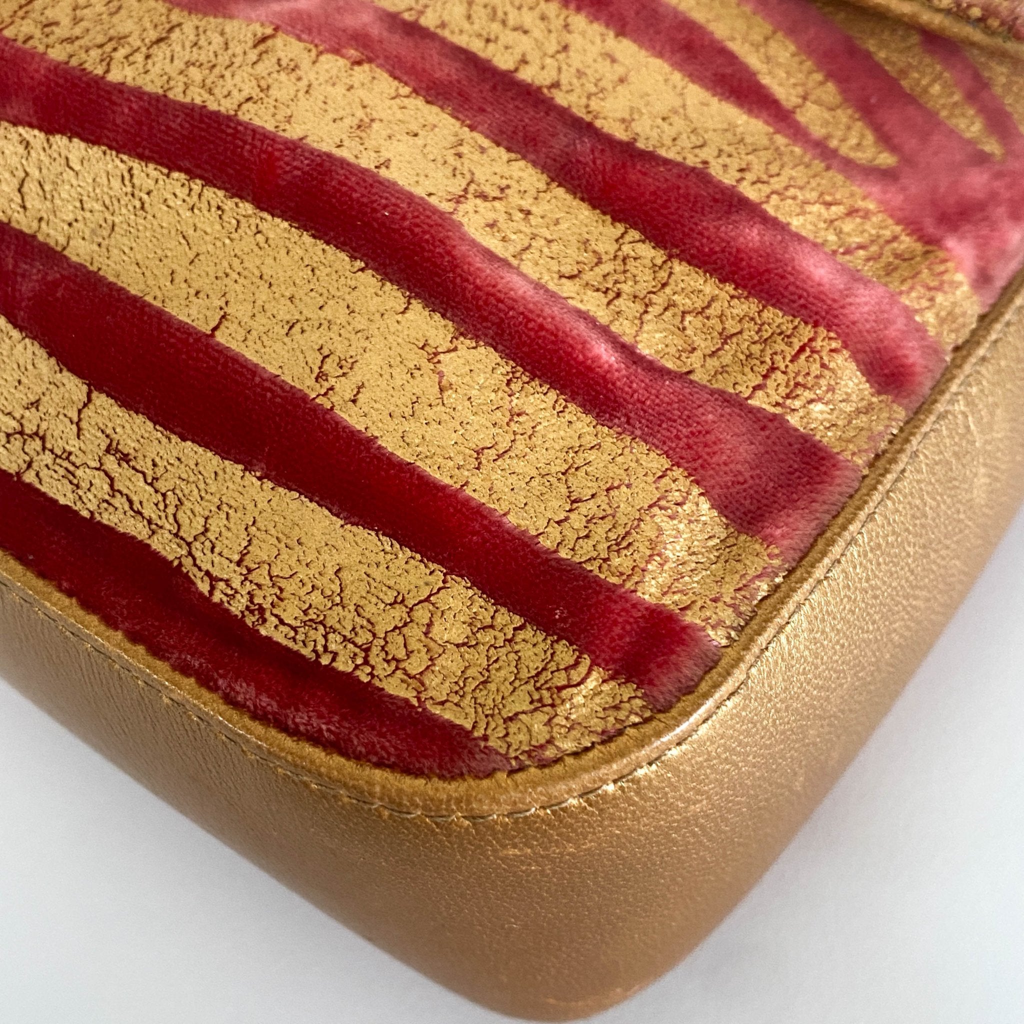 FENDI Baguette Red Tiger Gold Zebra Pattern Leather / Velvet Shoulder Bag, in , Sold by HIVE PRELOVED - Sale, Shoulder Bags,