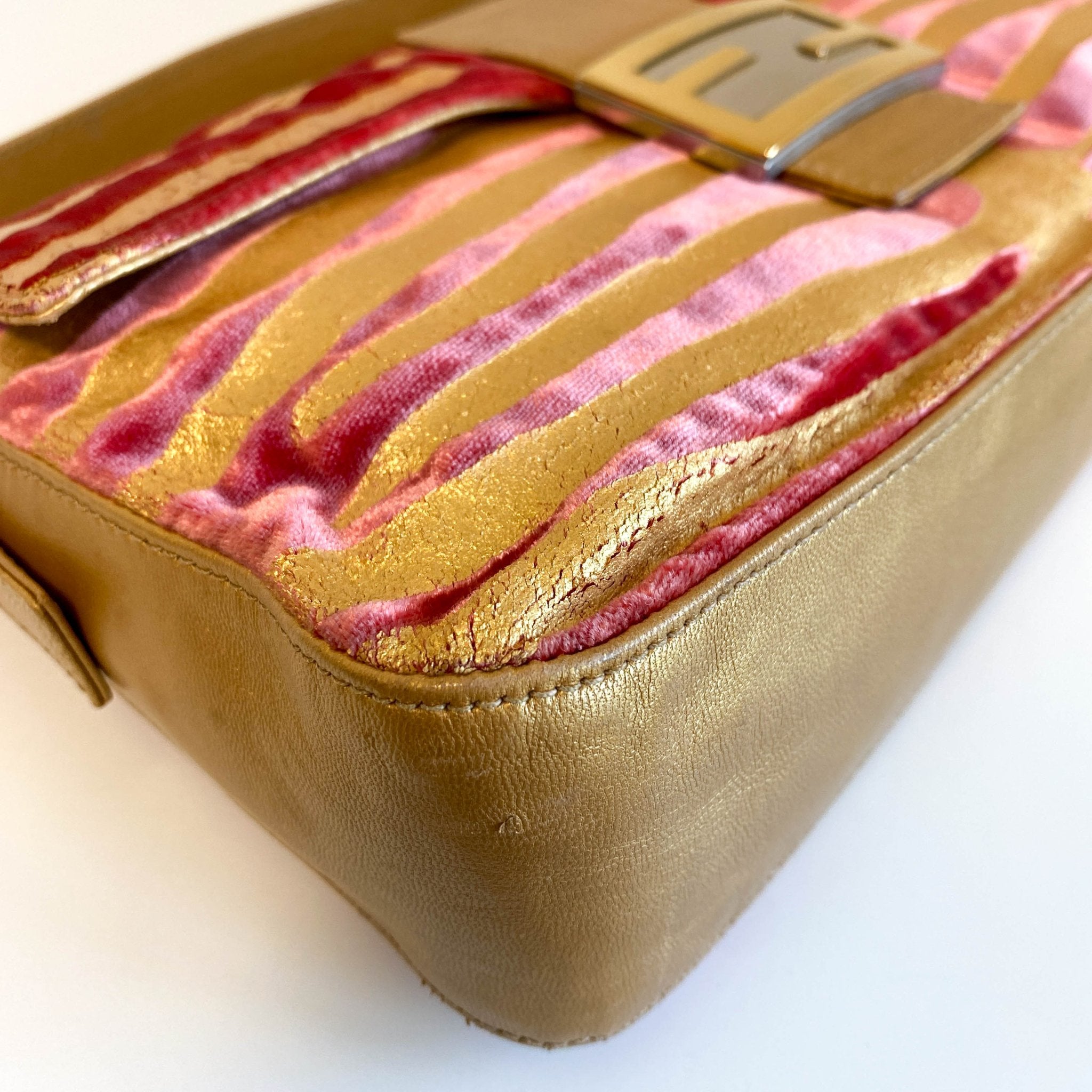 FENDI Baguette Red Tiger Gold Zebra Pattern Leather / Velvet Shoulder Bag, in , Sold by HIVE PRELOVED - Shoulder Bags, ,