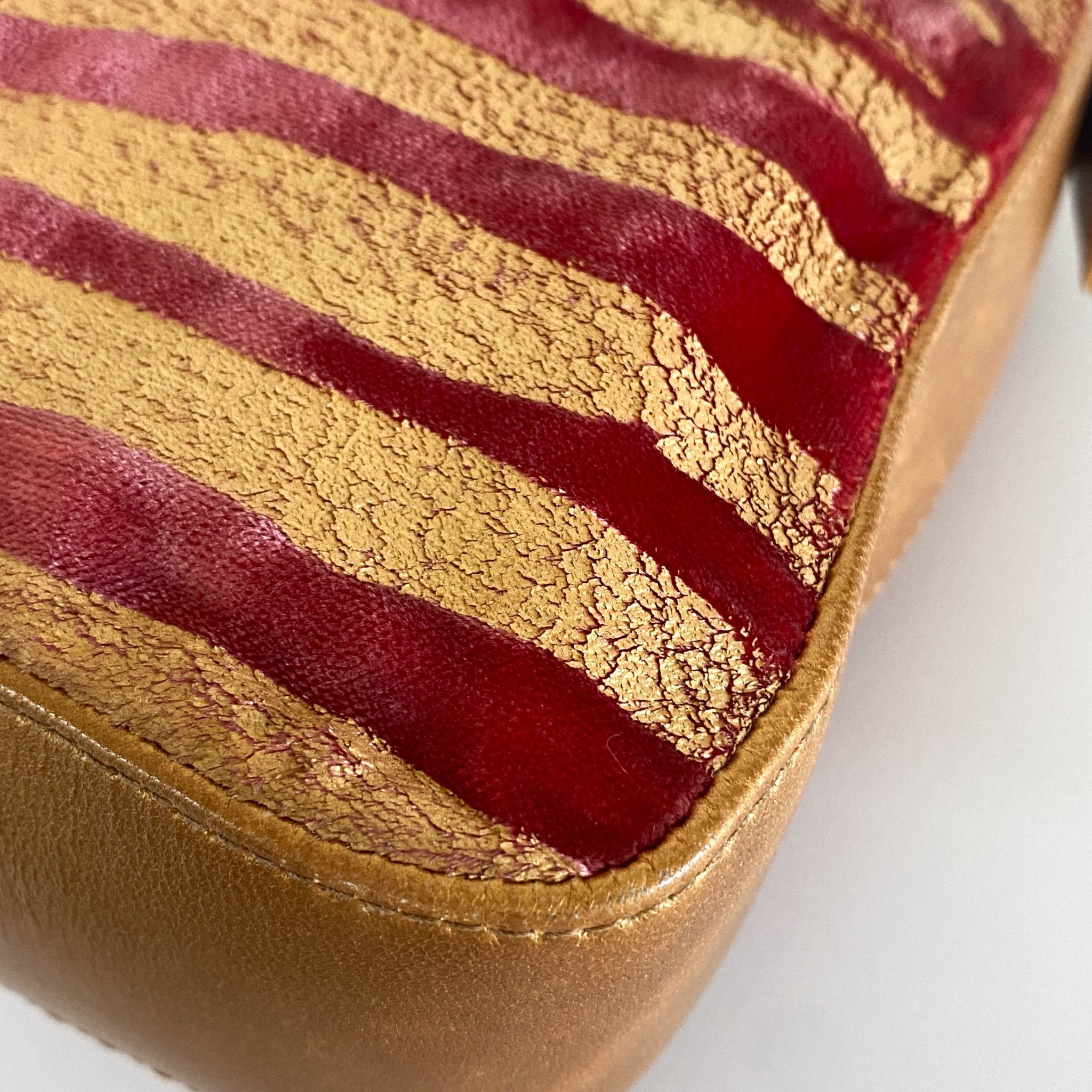 FENDI Baguette Red Tiger Gold Zebra Pattern Leather / Velvet Shoulder Bag, in , Sold by HIVE PRELOVED - Sale, Shoulder Bags,