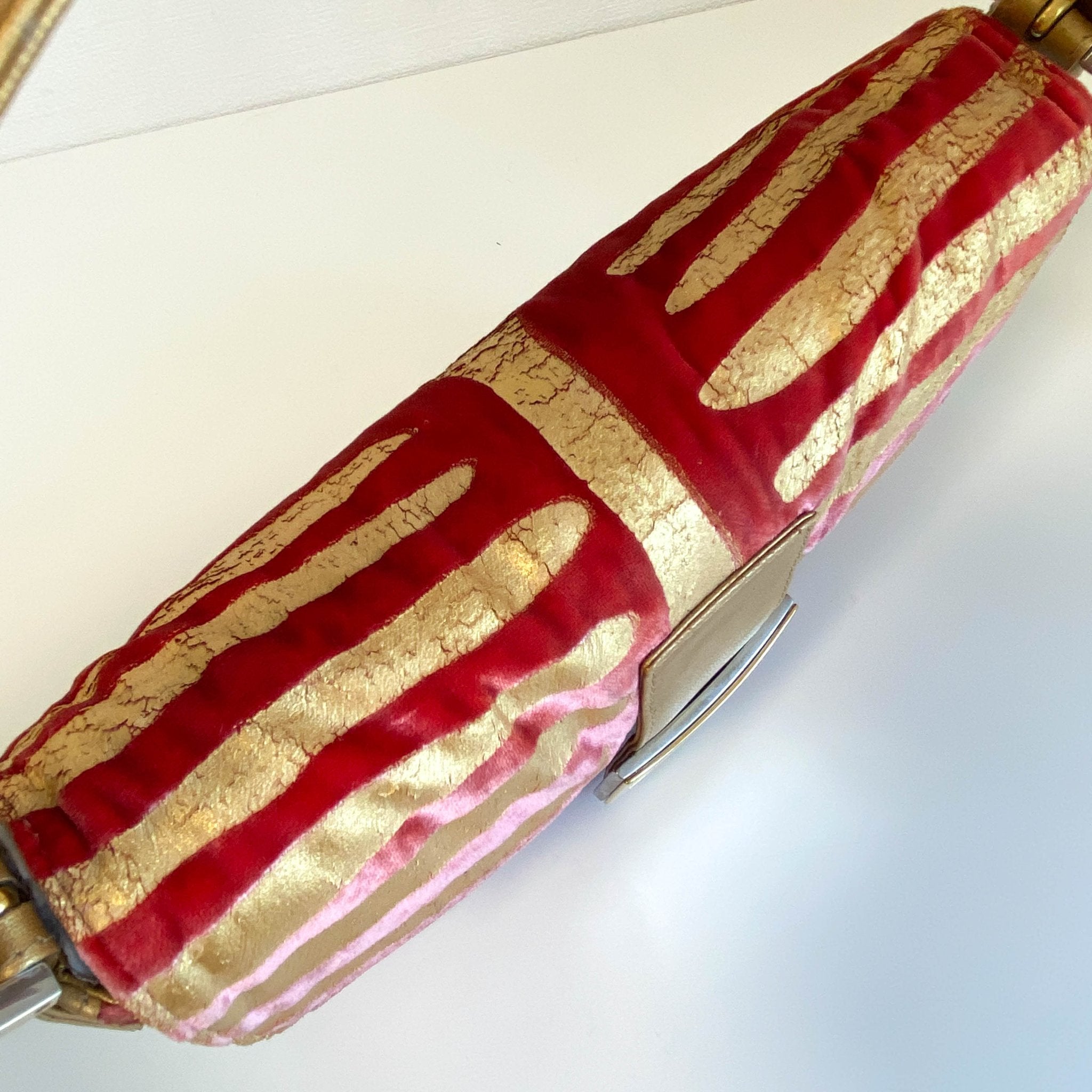 FENDI Baguette Red Tiger Gold Zebra Pattern Leather / Velvet Shoulder Bag, in , Sold by HIVE PRELOVED - Shoulder Bags, ,