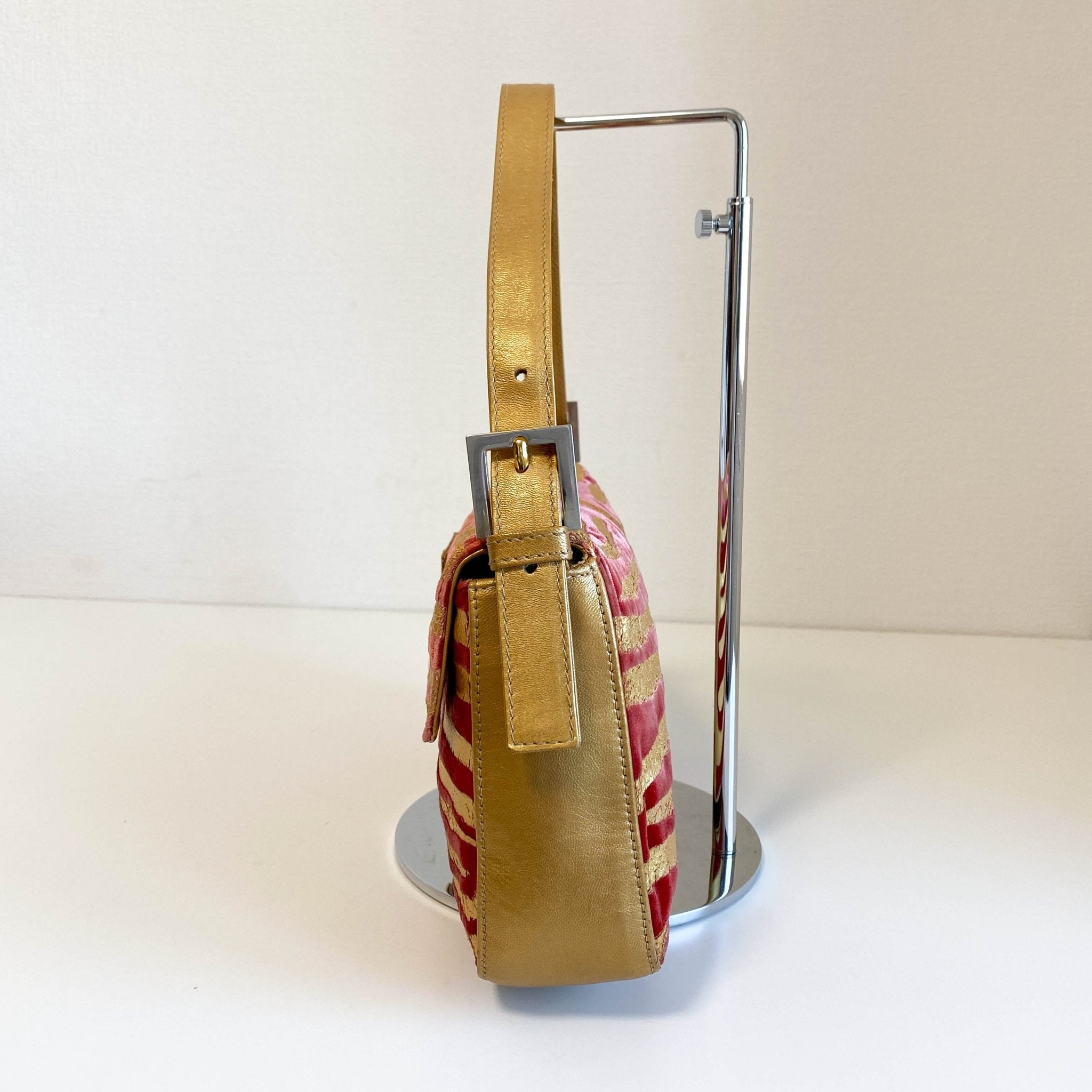 FENDI Baguette Red Tiger Gold Zebra Pattern Leather / Velvet Shoulder Bag, in , Sold by HIVE PRELOVED - Shoulder Bags, ,