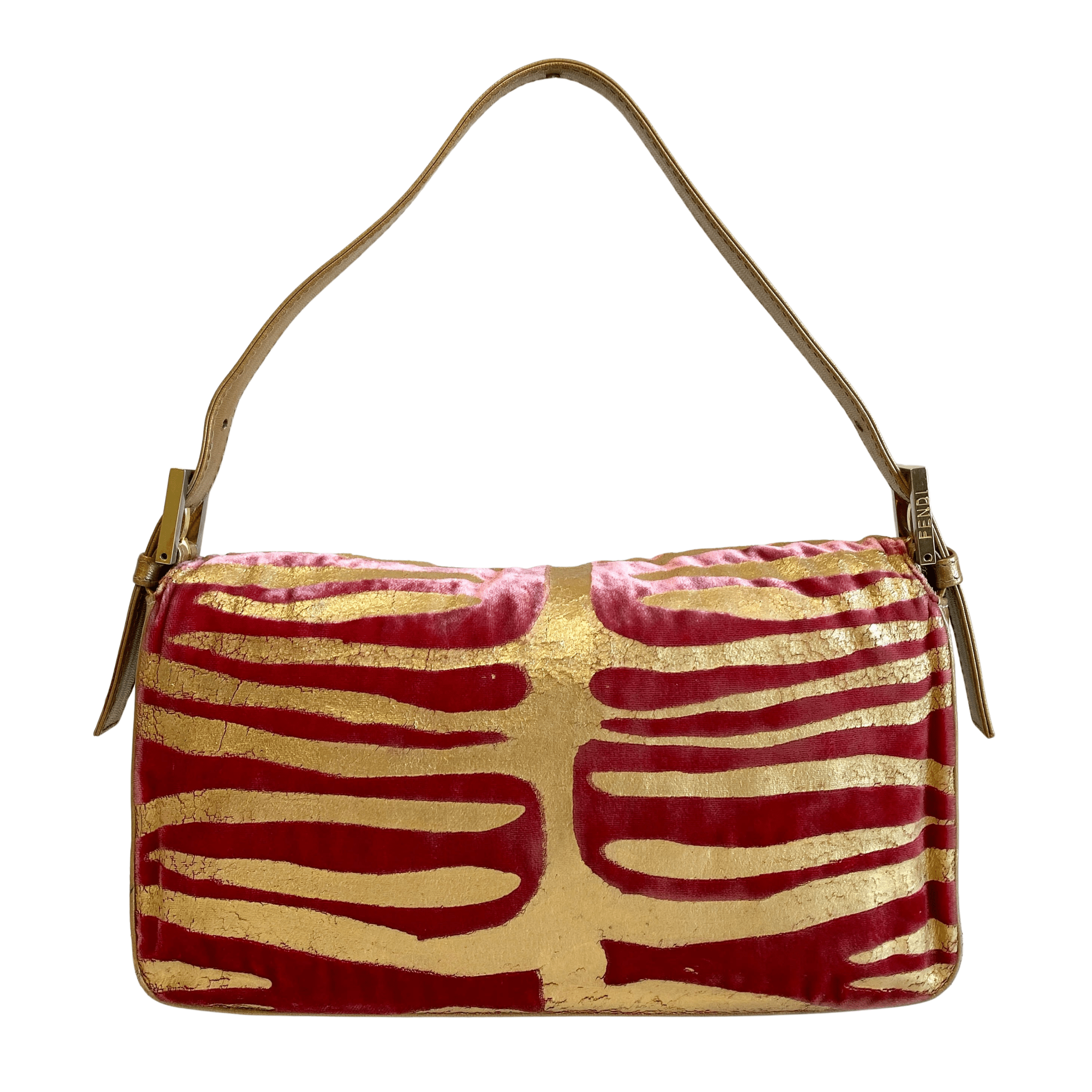 FENDI Baguette Red Tiger Gold Zebra Pattern Leather / Velvet Shoulder Bag, in , Sold by HIVE PRELOVED - Shoulder Bags, ,