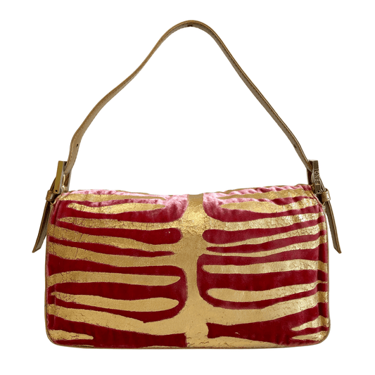 FENDI Baguette Red Tiger Gold Zebra Pattern Leather / Velvet Shoulder Bag, in , Sold by HIVE PRELOVED - Shoulder Bags, ,
