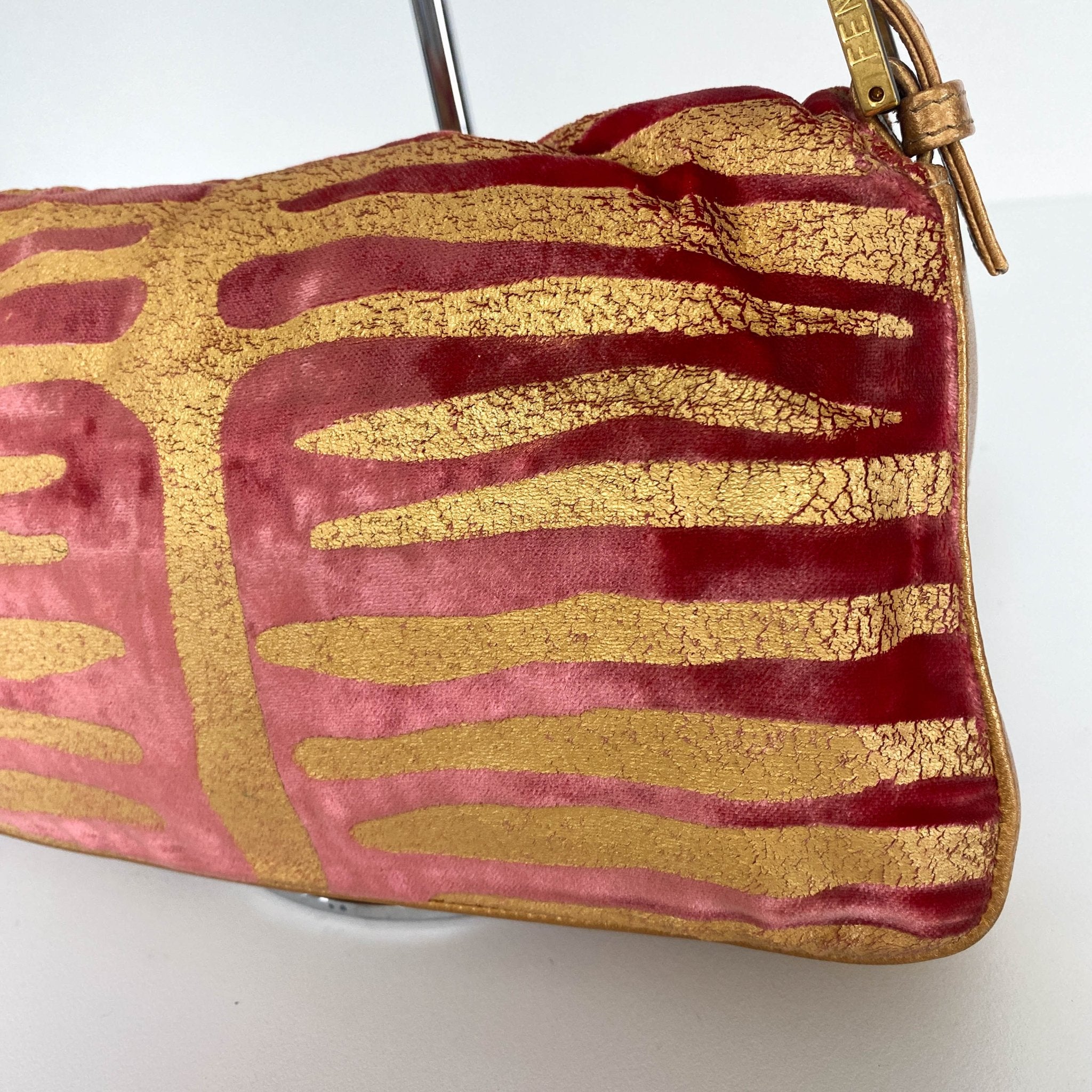 FENDI Baguette Red Tiger Gold Zebra Pattern Leather / Velvet Shoulder Bag, in , Sold by HIVE PRELOVED - Sale, Shoulder Bags,