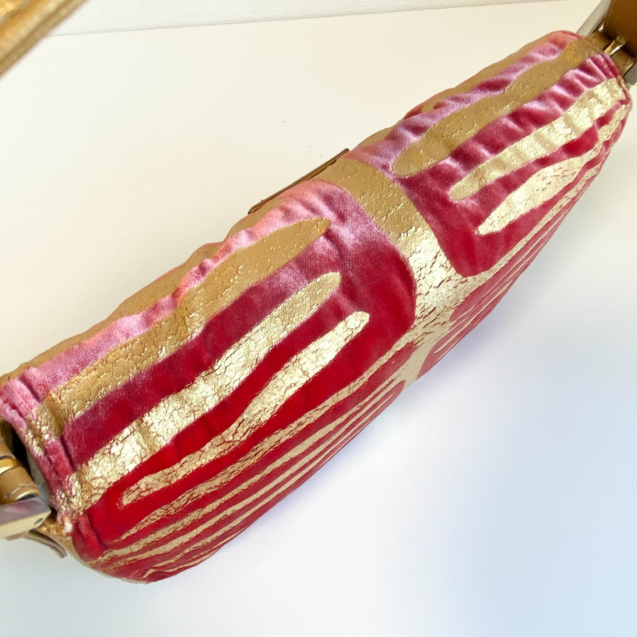 FENDI Baguette Red Tiger Gold Zebra Pattern Leather / Velvet Shoulder Bag, in , Sold by HIVE PRELOVED - Shoulder Bags, ,