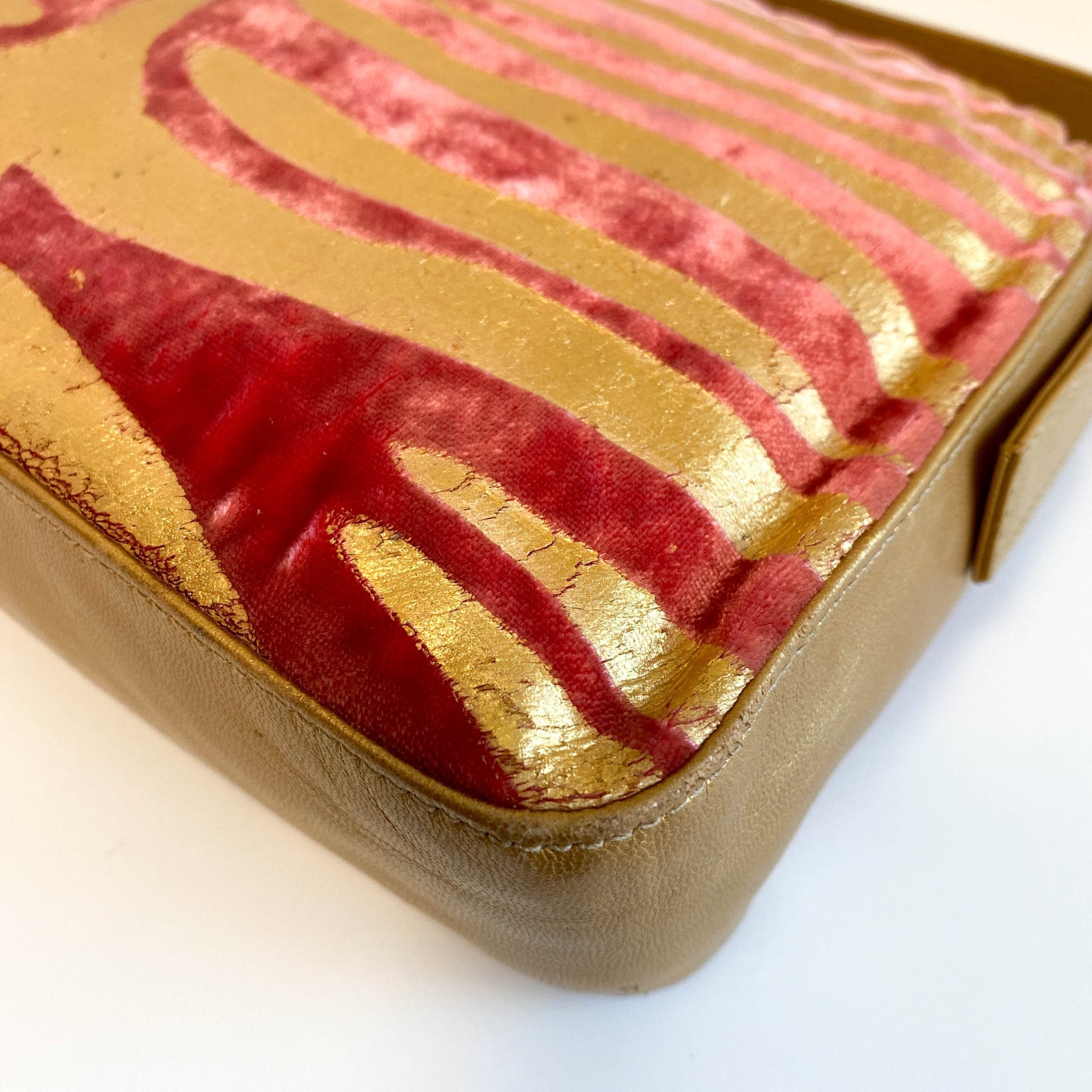 FENDI Baguette Red Tiger Gold Zebra Pattern Leather / Velvet Shoulder Bag, in , Sold by HIVE PRELOVED - Shoulder Bags, ,