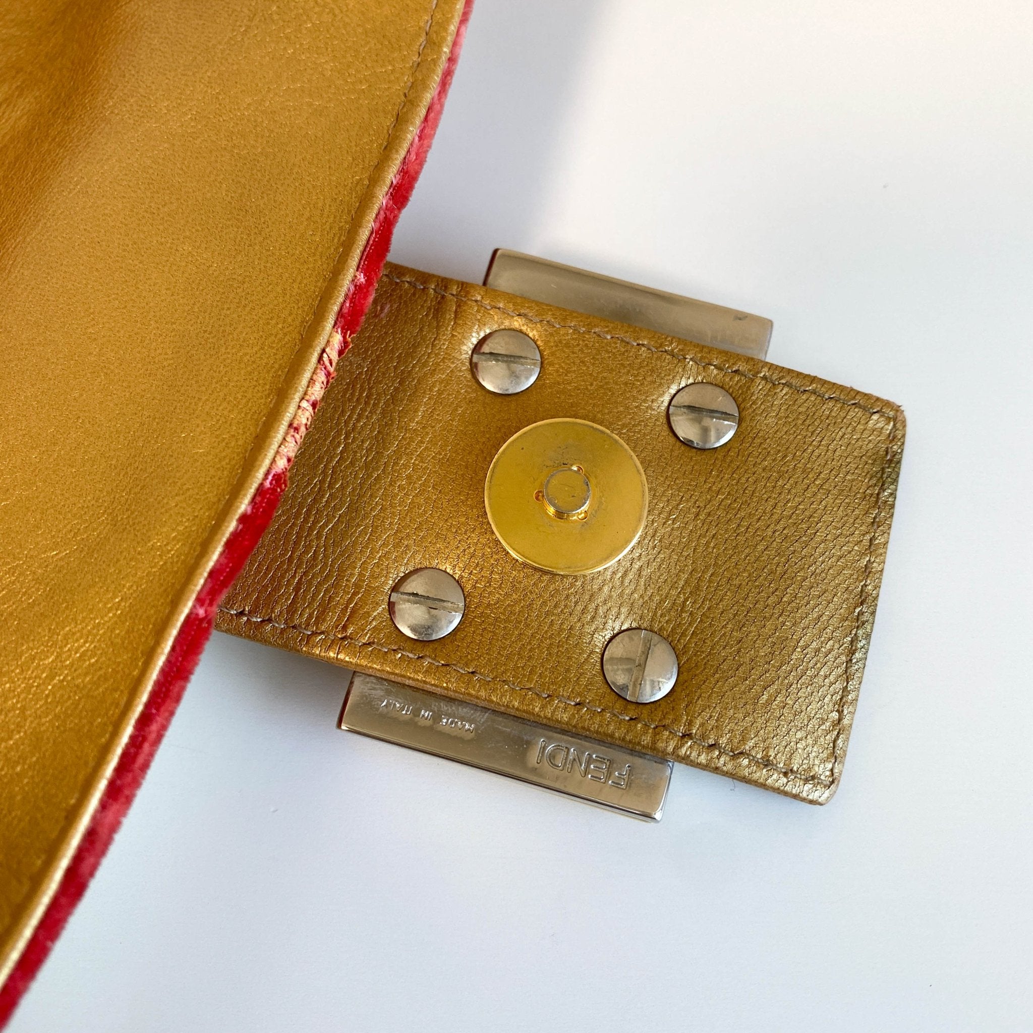 FENDI Baguette Red Tiger Gold Zebra Pattern Leather / Velvet Shoulder Bag, in , Sold by HIVE PRELOVED - Shoulder Bags, ,