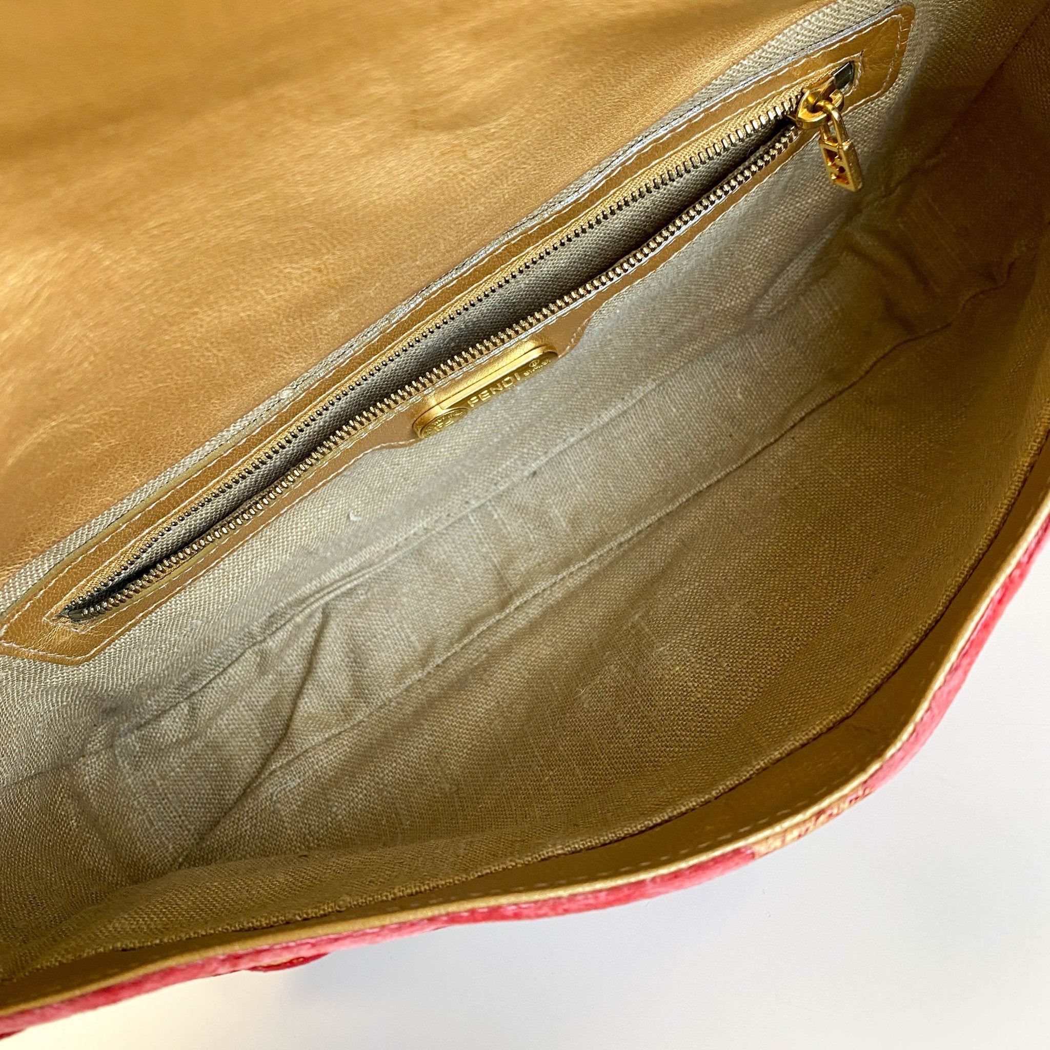 FENDI Baguette Red Tiger Gold Zebra Pattern Leather / Velvet Shoulder Bag, in , Sold by HIVE PRELOVED - Shoulder Bags, ,