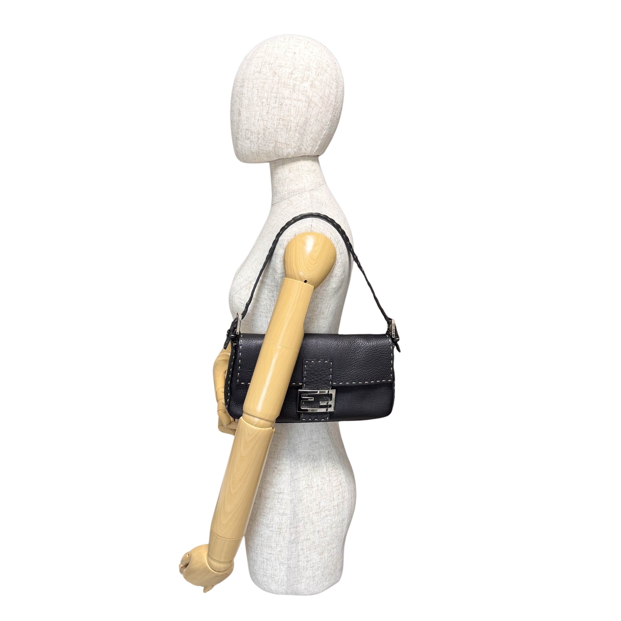 FENDI Baguette Selleria Black Leather Shoulder Bag, in , Sold by HIVE PRELOVED - Shoulder Bags, ,