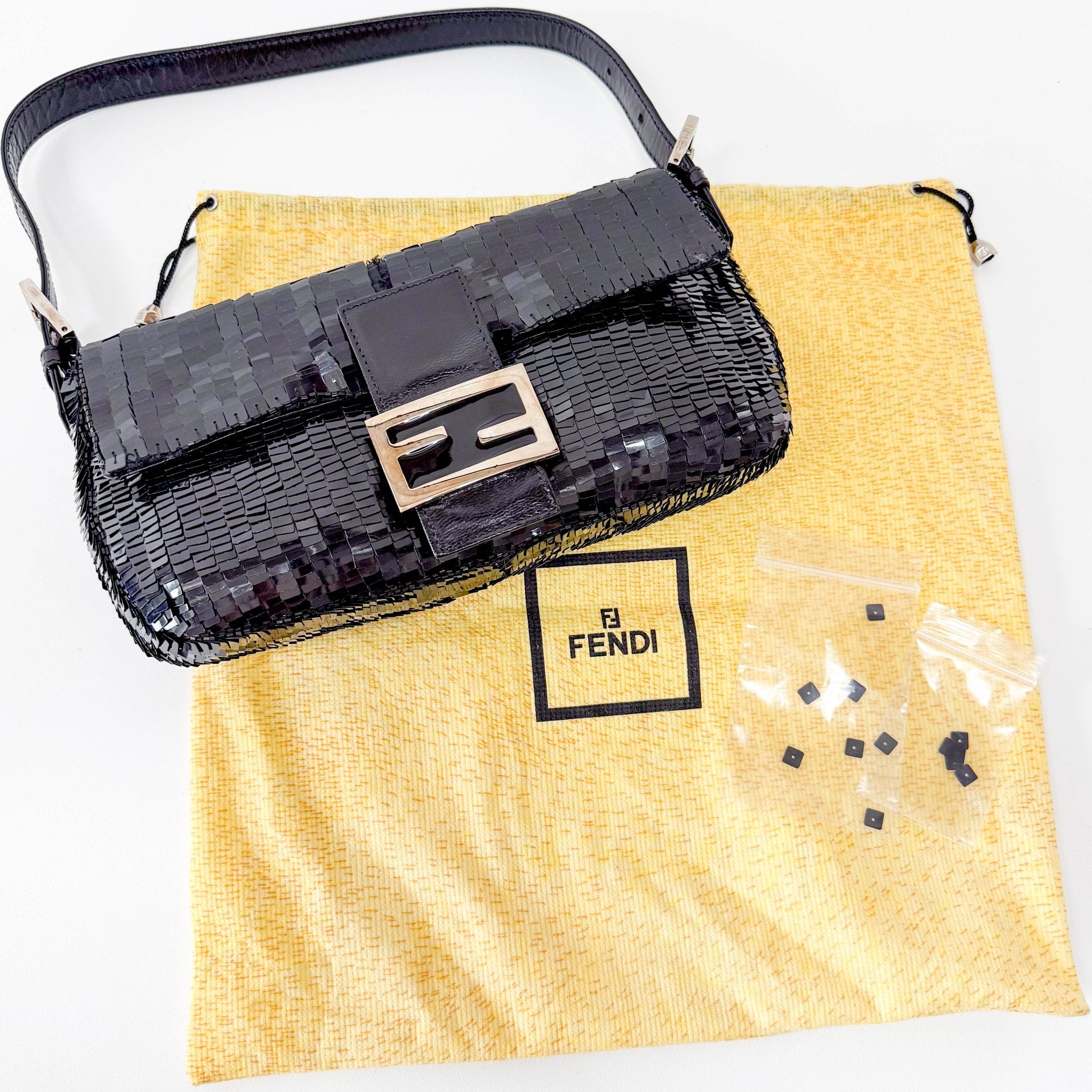 FENDI Baguette Sequin Black Shoulder Bag, in , Sold by HIVE PRELOVED - Shoulder Bags, ,