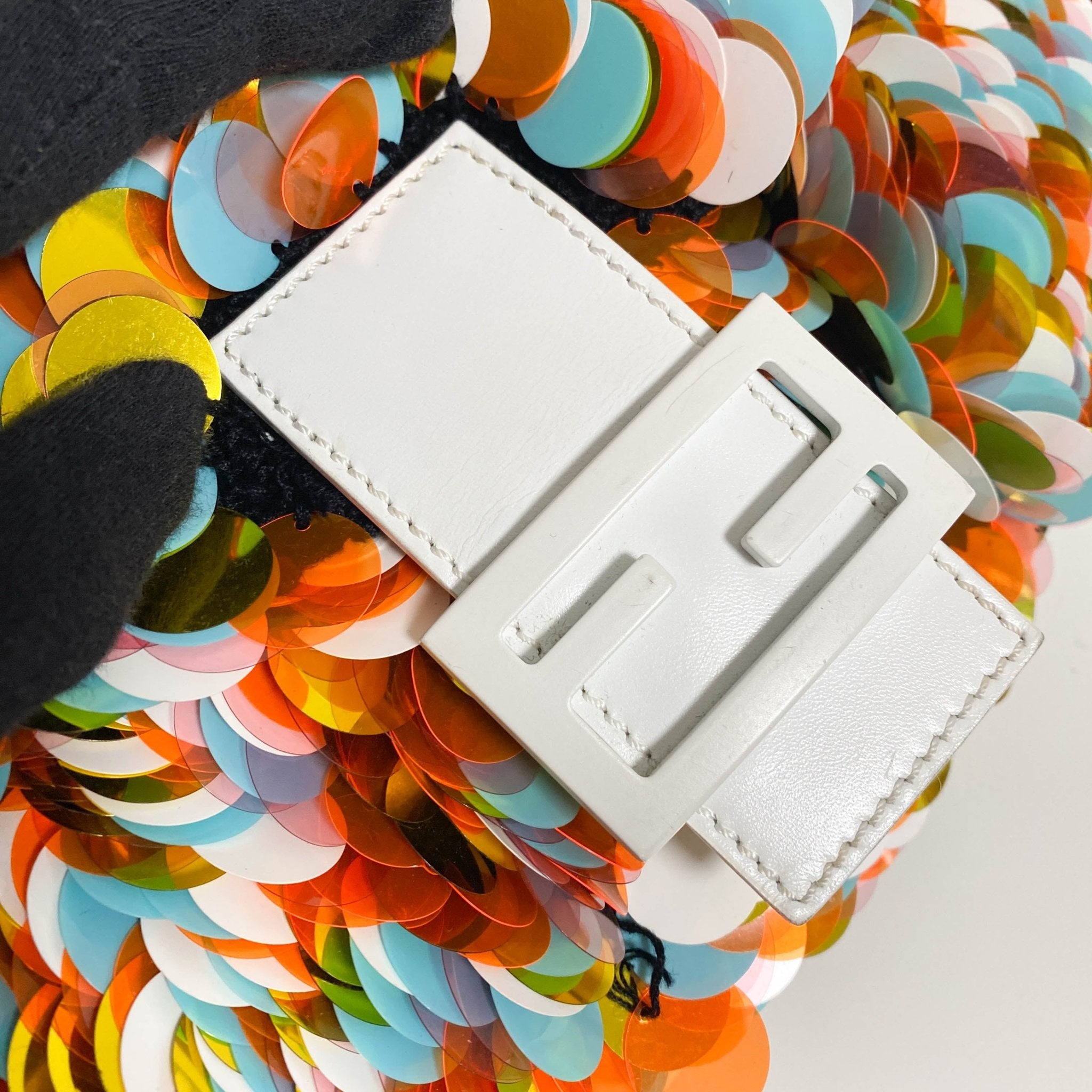 FENDI Baguette Sequin Paillettes Multicolour / White Shoulder Bag, in , Sold by HIVE PRELOVED - Shoulder Bags, ,