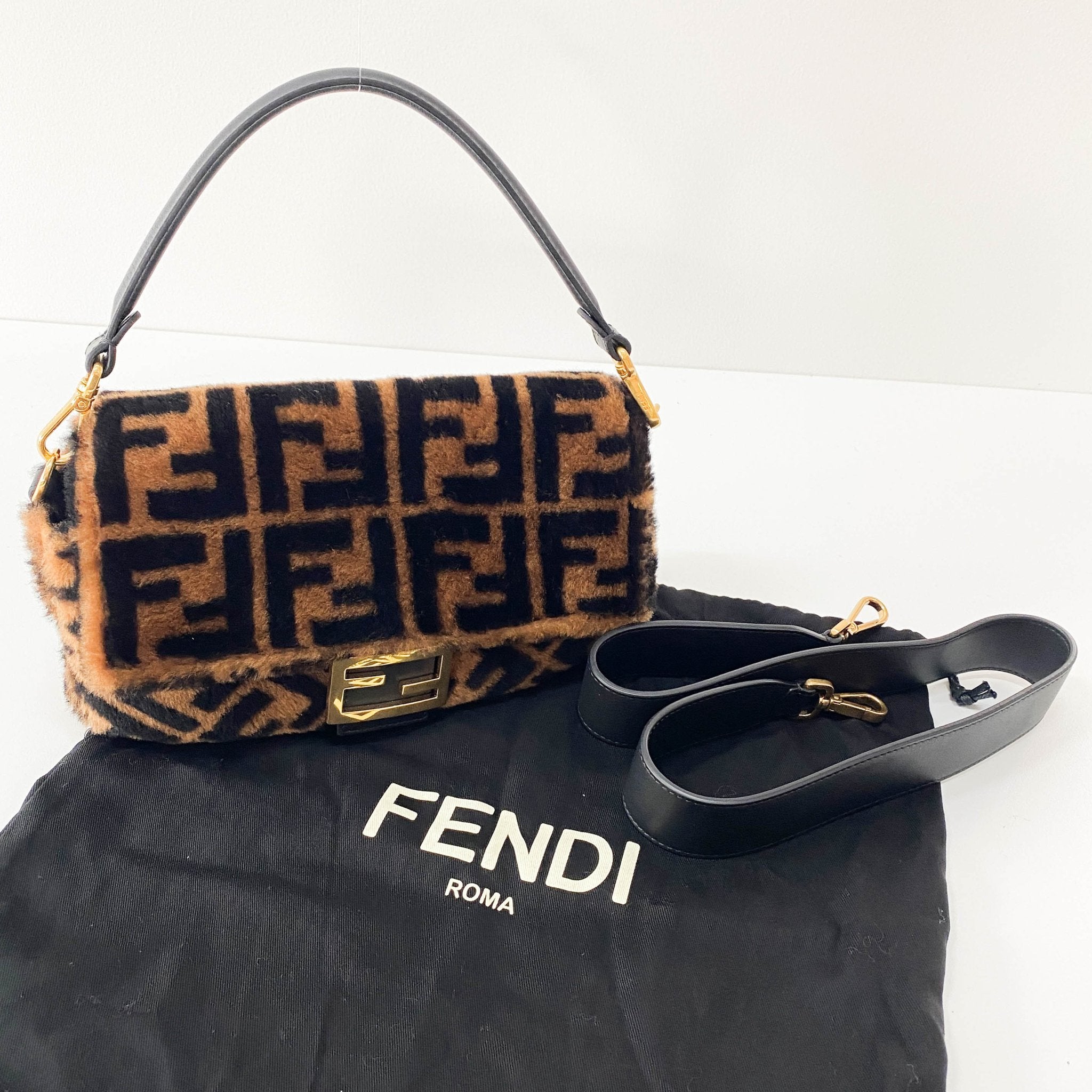 FENDI Baguette Sheep Fur Shoulder Bag, in , Sold by HIVE PRELOVED - Shoulder Bags, ,