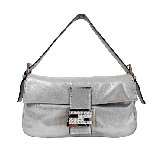 FENDI Baguette Silver Leather Shoulder Bag, in , Sold by HIVE PRELOVED - Shoulder Bags, ,