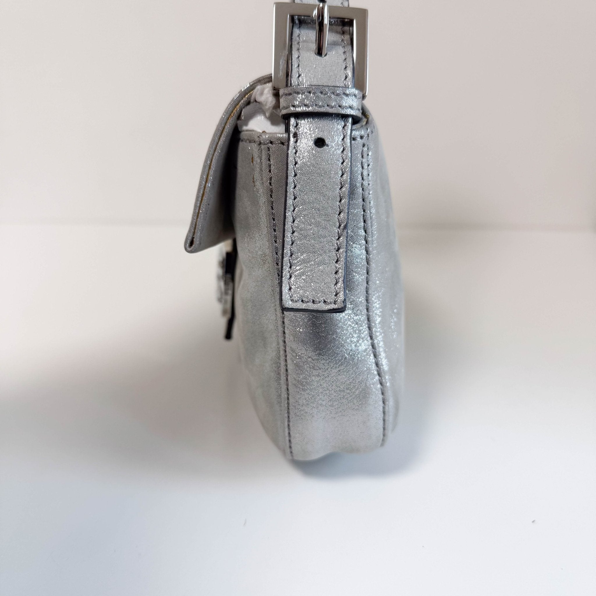 FENDI Baguette Silver Leather Shoulder Bag, in , Sold by HIVE PRELOVED - Shoulder Bags, ,