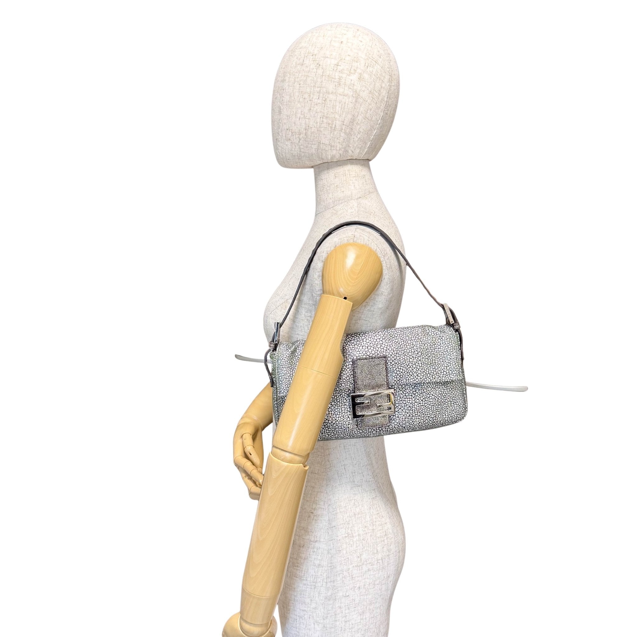 FENDI Baguette Silver Leather Shoulder Bag, in , Sold by HIVE PRELOVED - Shoulder Bags, ,