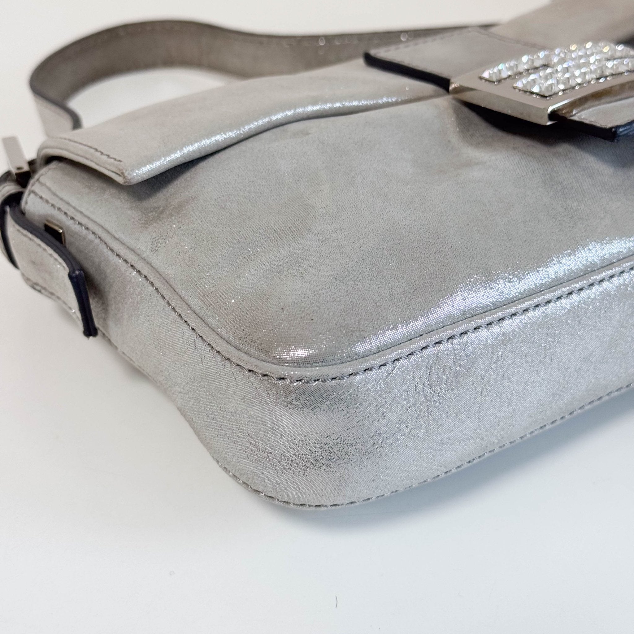 FENDI Baguette Silver Leather Shoulder Bag, in , Sold by HIVE PRELOVED - Shoulder Bags, ,