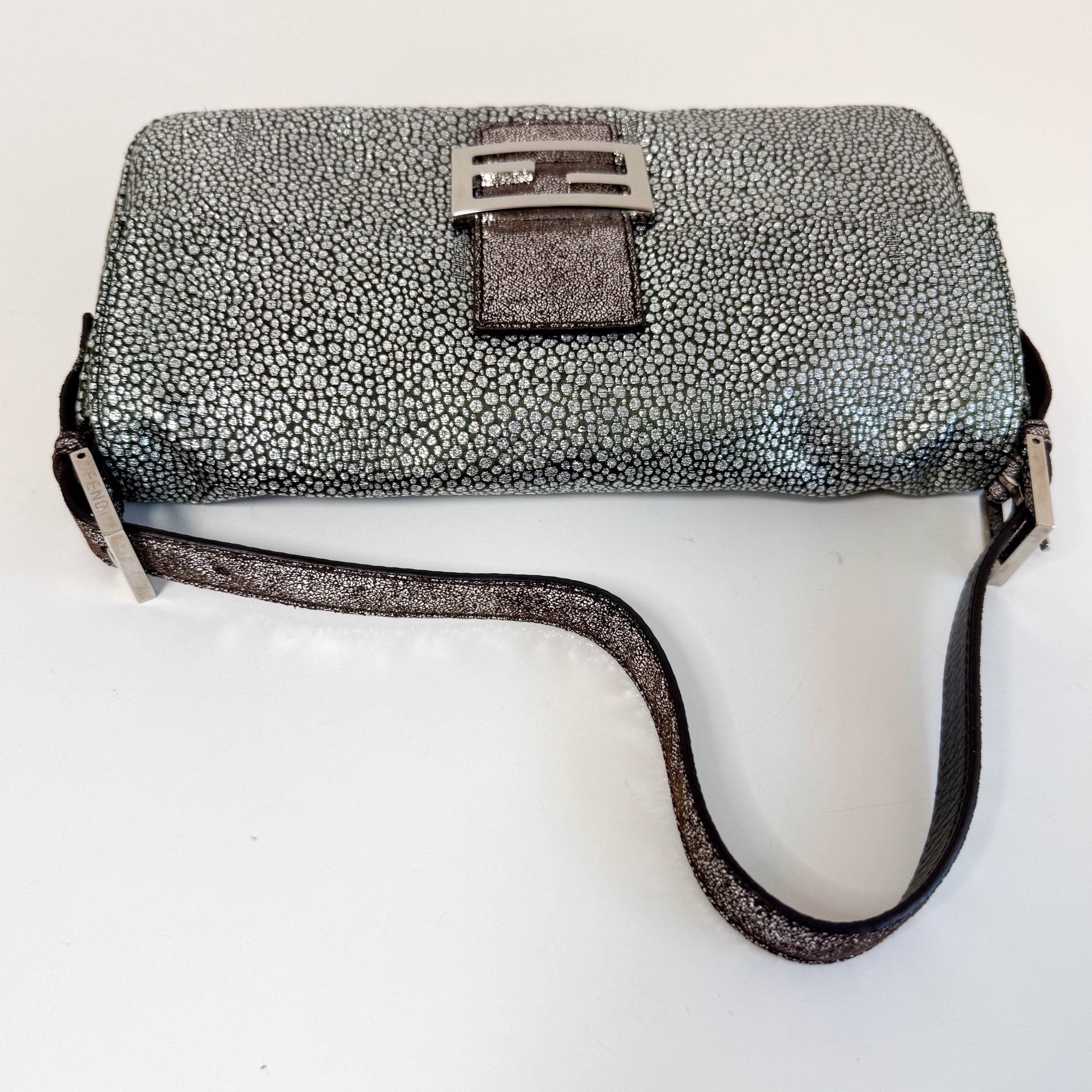 FENDI Baguette Silver Leather Shoulder Bag, in , Sold by HIVE PRELOVED - Shoulder Bags, ,