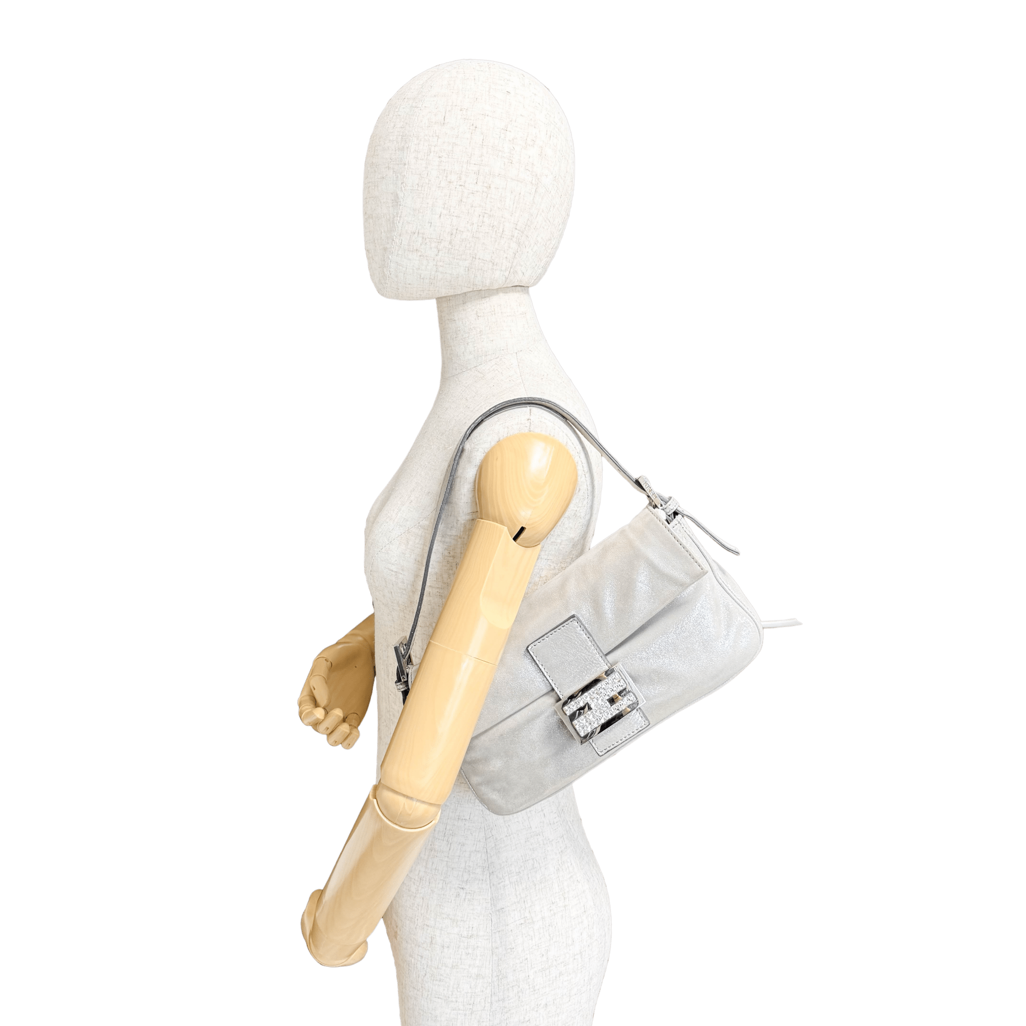 FENDI Baguette Silver Leather Shoulder Bag, in , Sold by HIVE PRELOVED - Shoulder Bags, ,