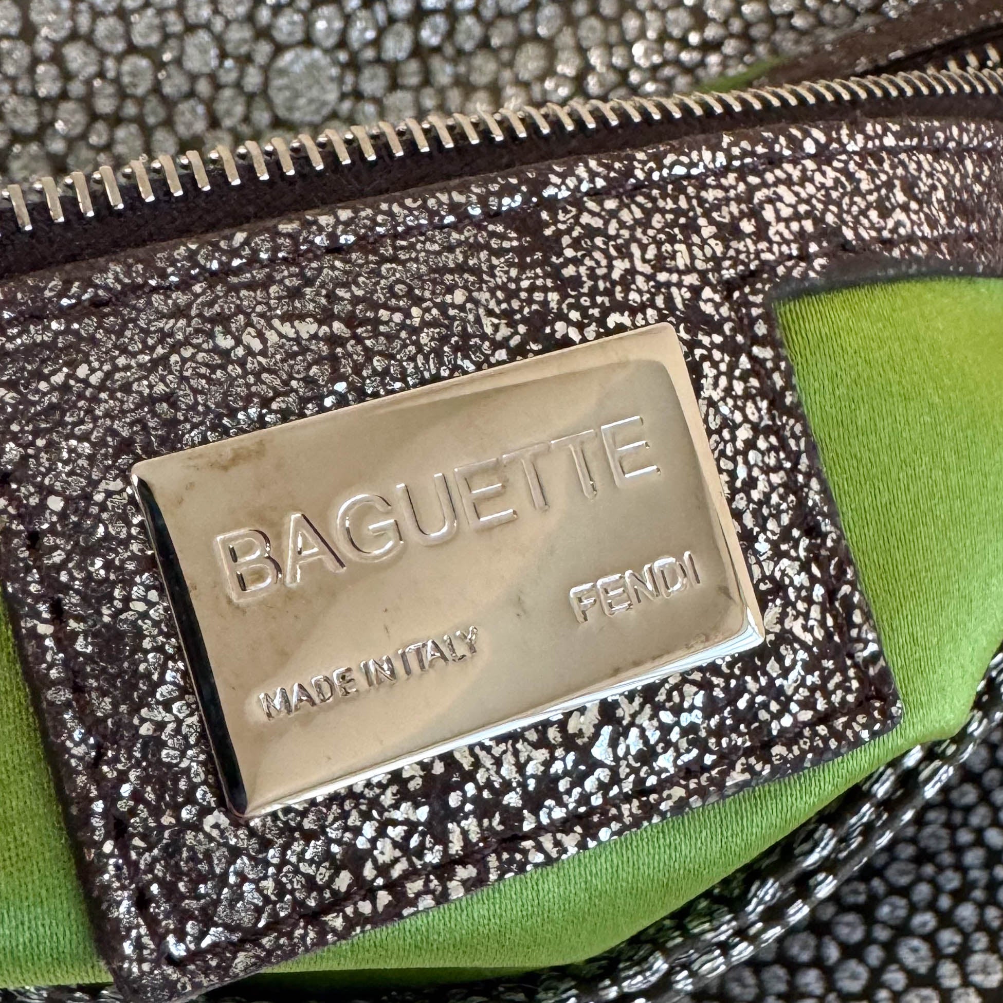 FENDI Baguette Silver Leather Shoulder Bag, in , Sold by HIVE PRELOVED - Shoulder Bags, ,