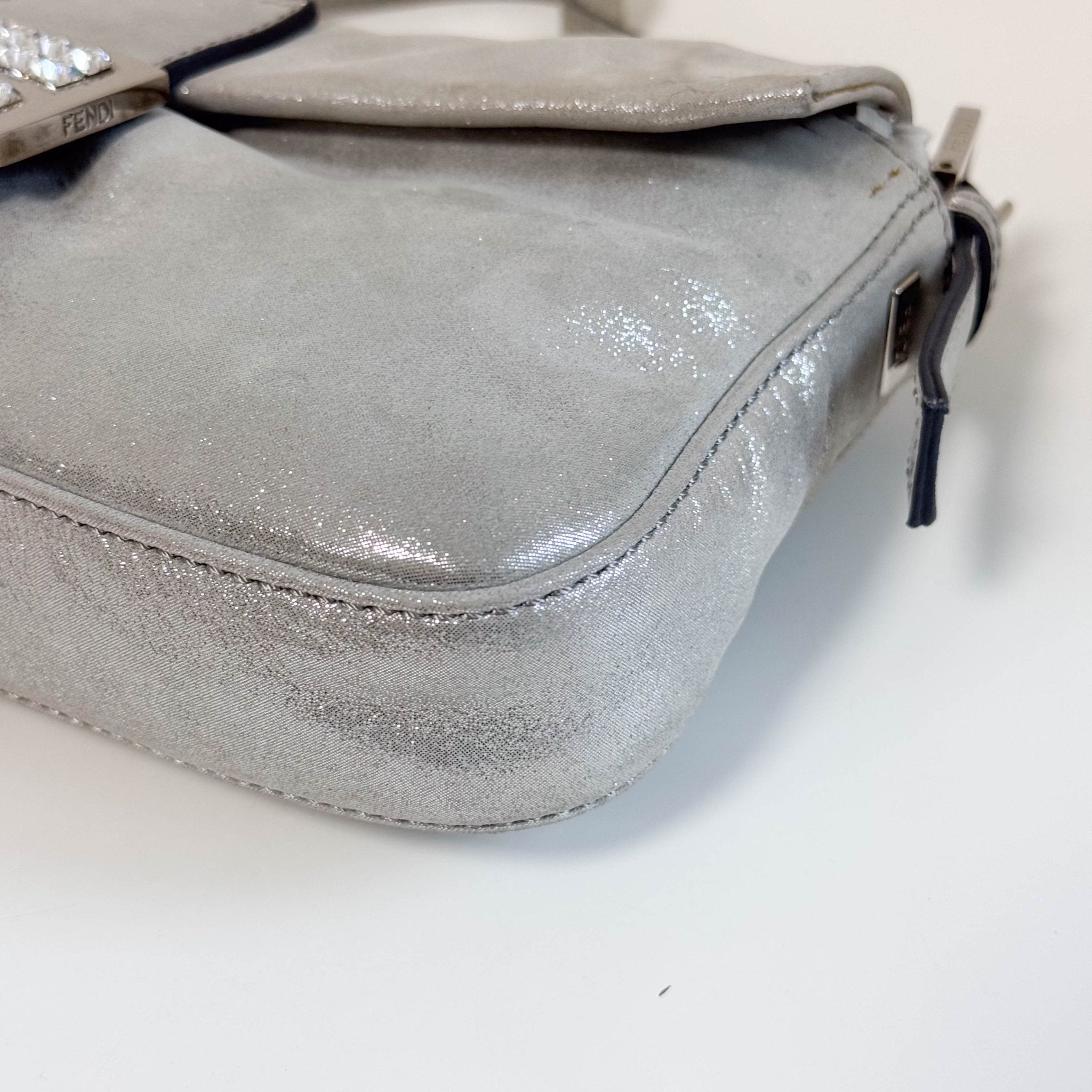 FENDI Baguette Silver Leather Shoulder Bag, in , Sold by HIVE PRELOVED - Shoulder Bags, ,