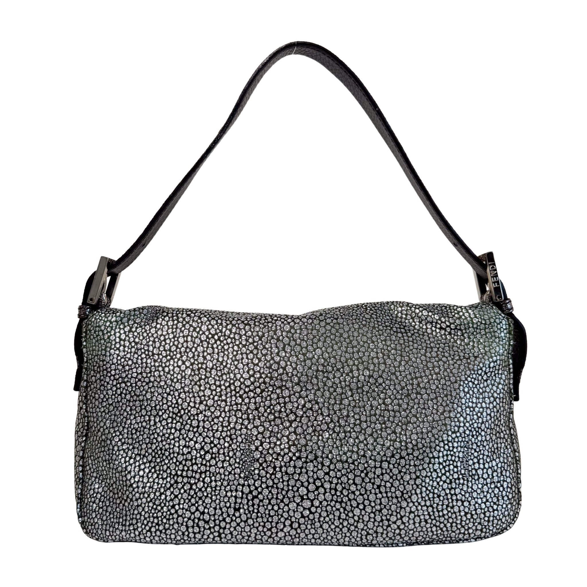 FENDI Baguette Silver Leather Shoulder Bag, in , Sold by HIVE PRELOVED - Shoulder Bags, ,