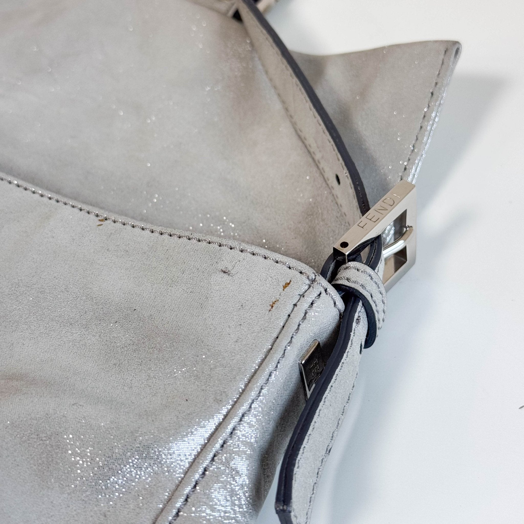 FENDI Baguette Silver Leather Shoulder Bag, in , Sold by HIVE PRELOVED - Shoulder Bags, ,