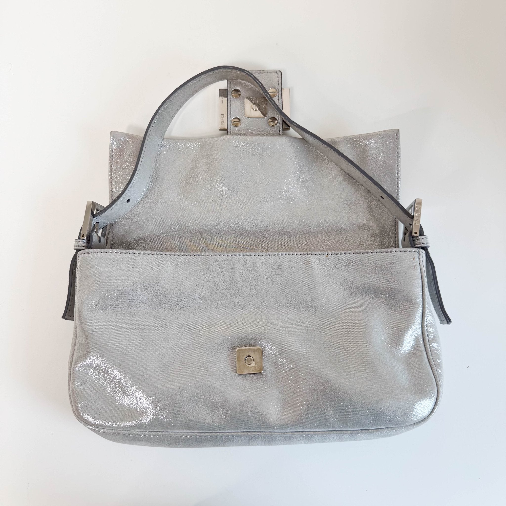 FENDI Baguette Silver Leather Shoulder Bag, in , Sold by HIVE PRELOVED - Shoulder Bags, ,