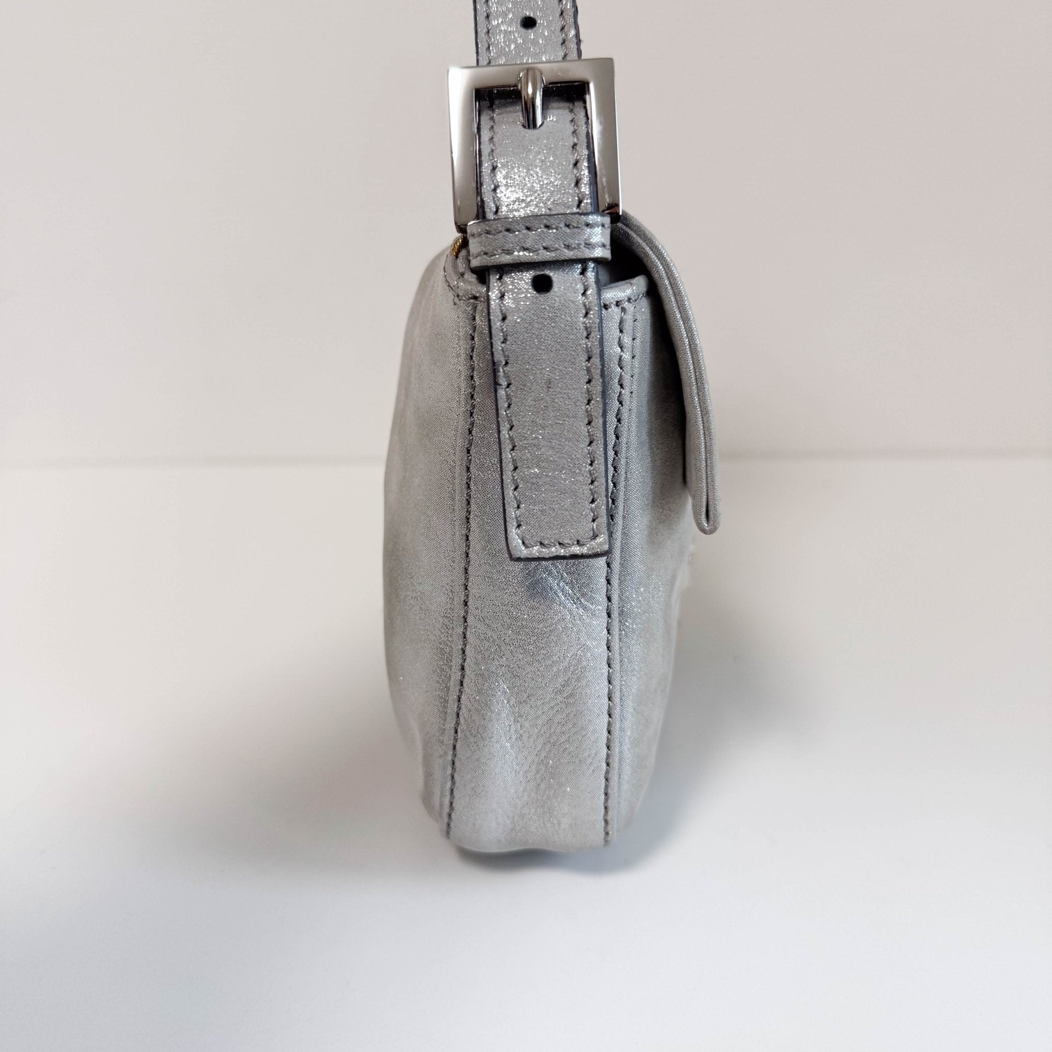 FENDI Baguette Silver Leather Shoulder Bag, in , Sold by HIVE PRELOVED - Shoulder Bags, ,