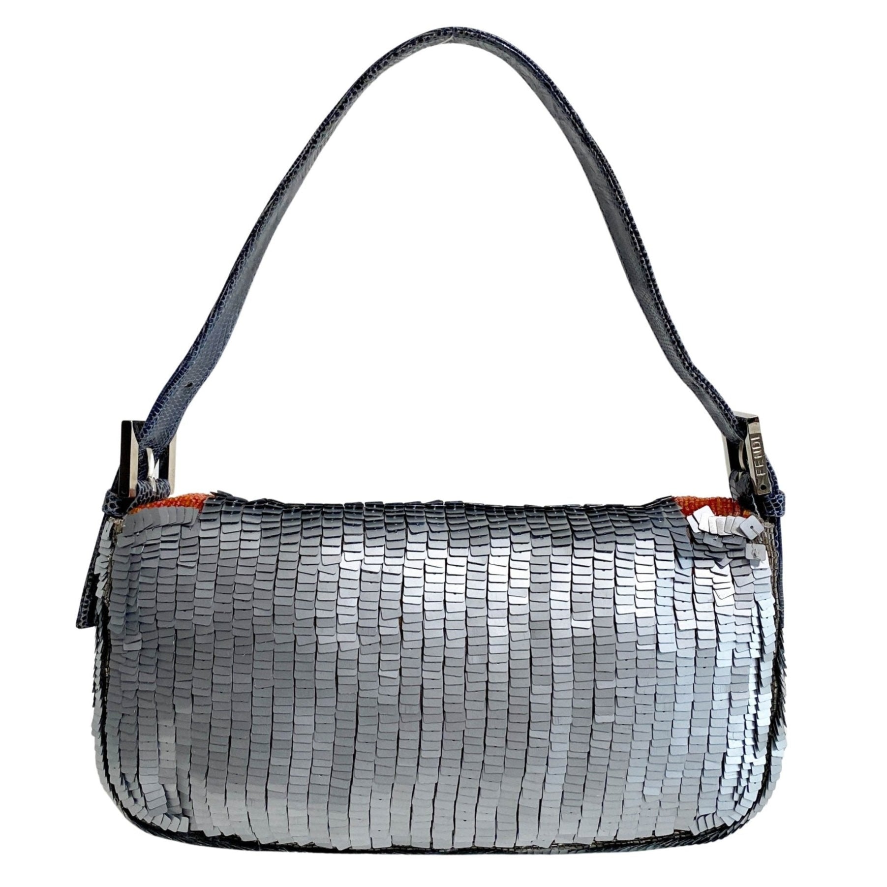 FENDI Baguette Silver Sequin and Orange Beaded Shoulder Bag, in , Sold by HIVE PRELOVED - Shoulder Bags, ,