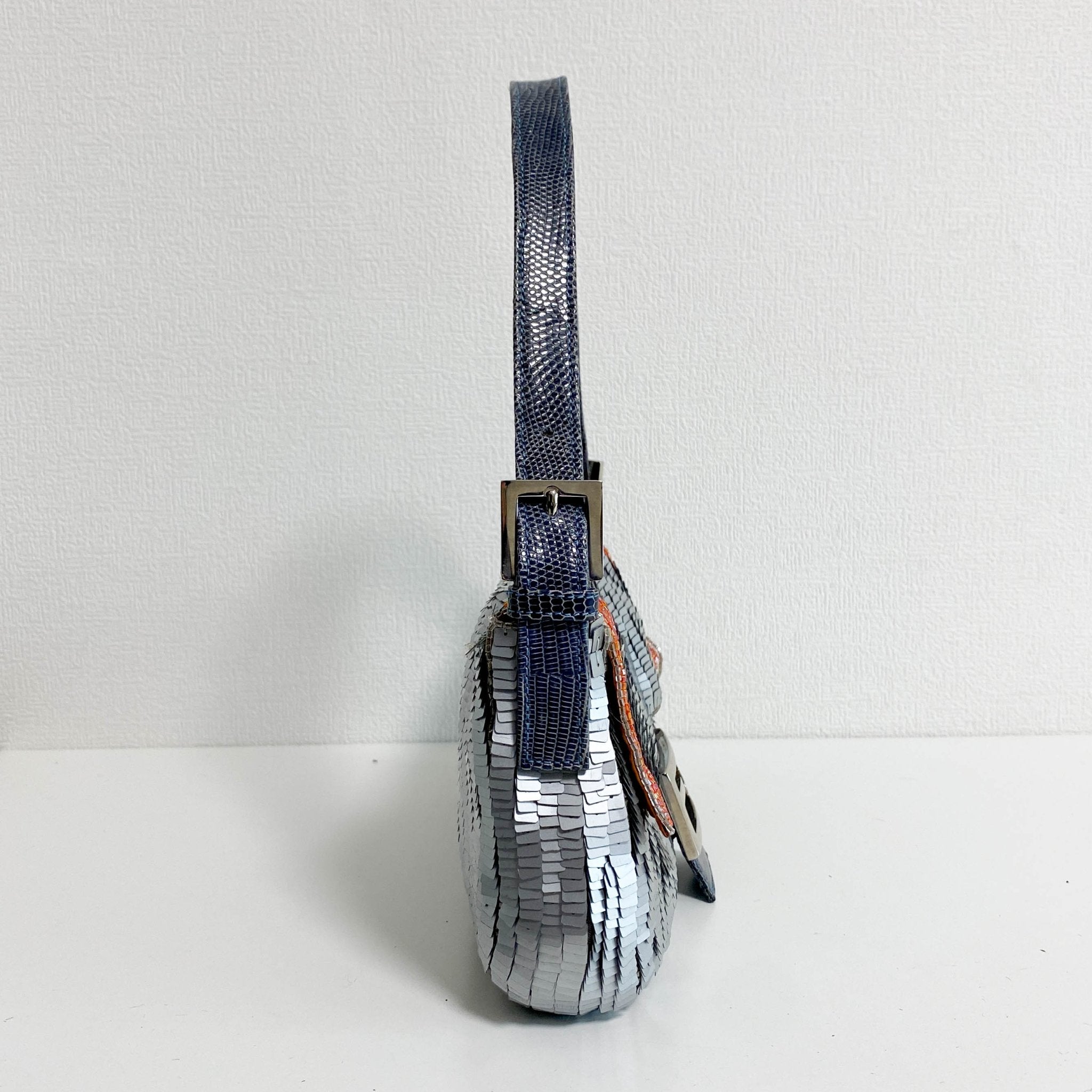 FENDI Baguette Silver Sequin and Orange Beaded Shoulder Bag, in , Sold by HIVE PRELOVED - Shoulder Bags, ,