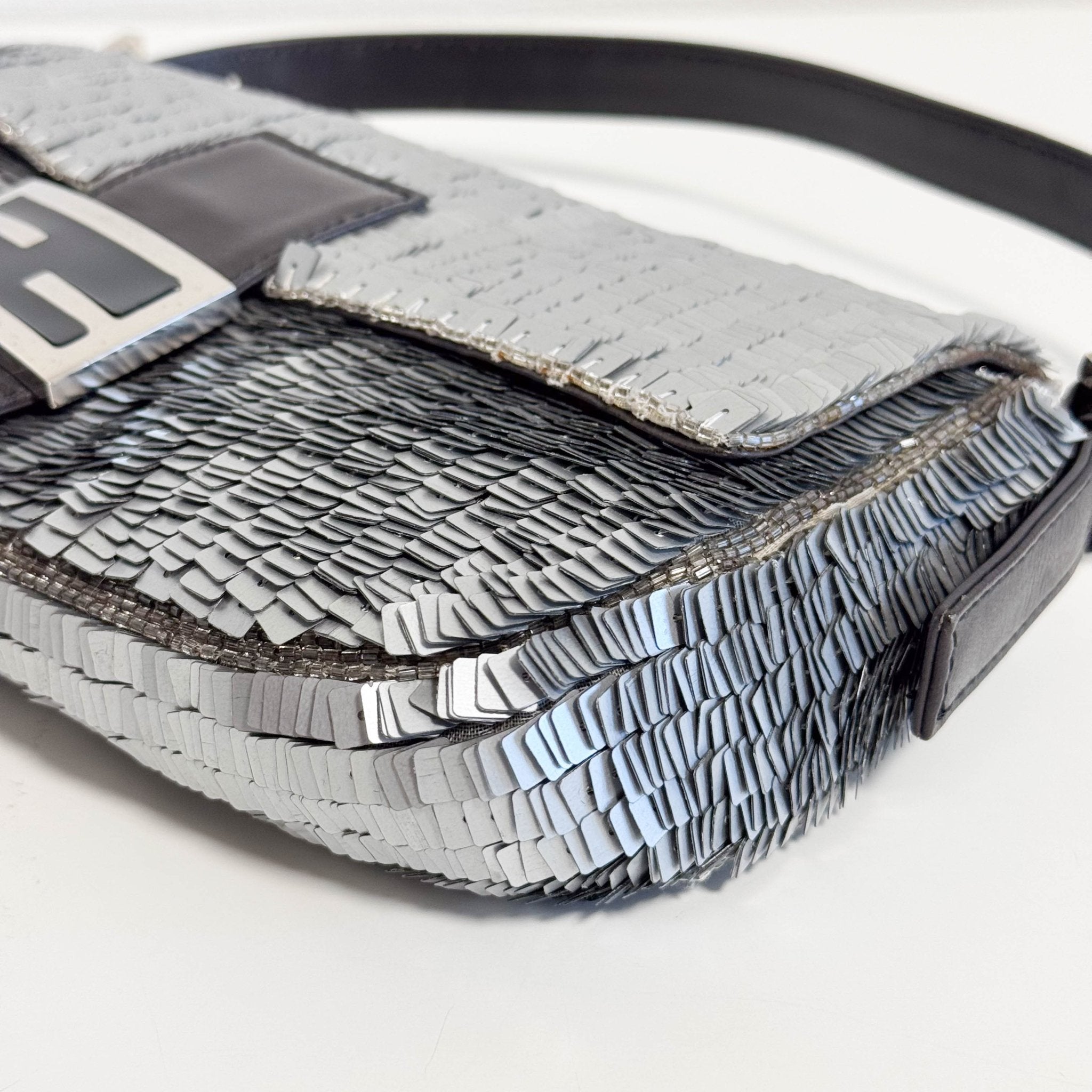 FENDI Baguette Silver Sequin Shoulder Bag, in , Sold by HIVE PRELOVED - Shoulder Bags, ,
