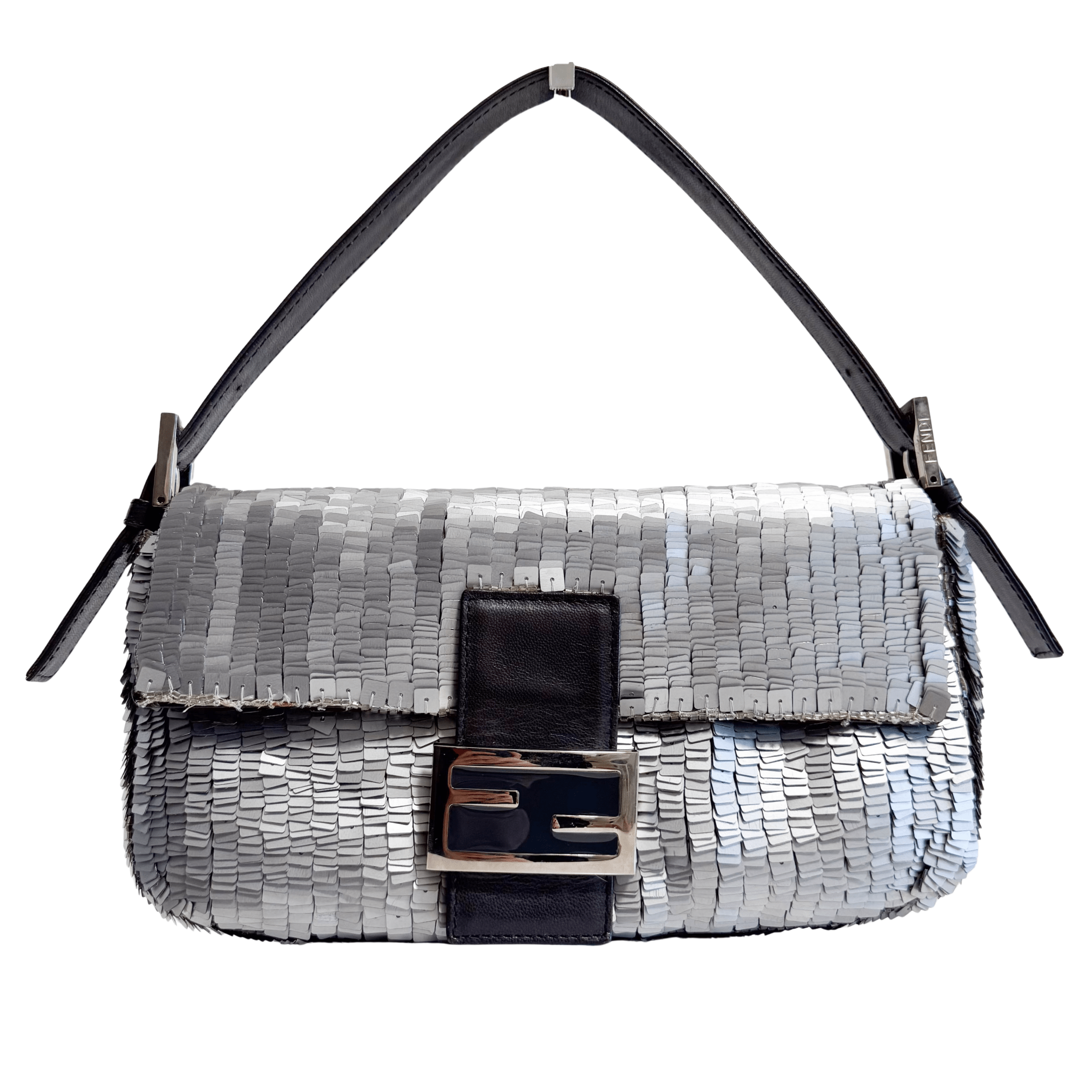 FENDI Baguette Silver Sequin Shoulder Bag, in , Sold by HIVE PRELOVED - Shoulder Bags, ,