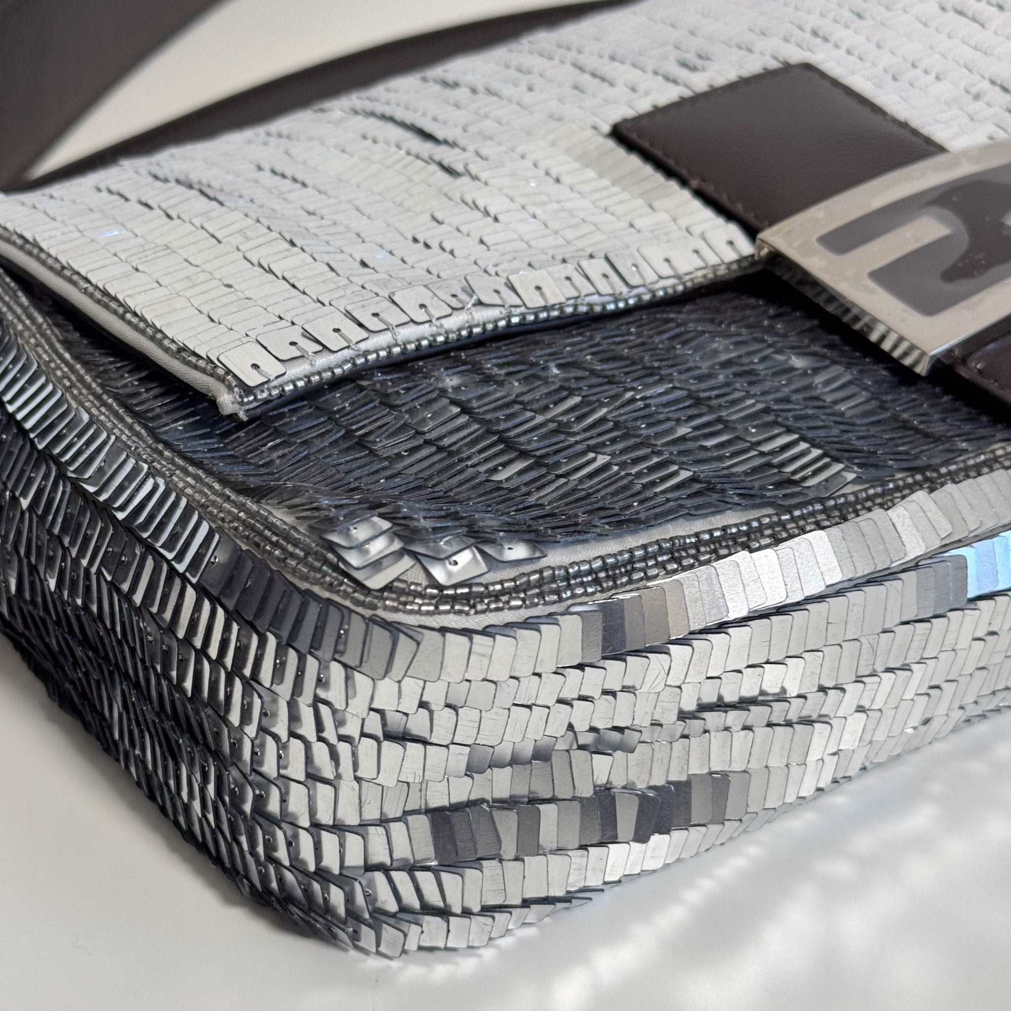 FENDI Baguette Silver Sequin Shoulder Bag, in , Sold by HIVE PRELOVED - Shoulder Bags, ,