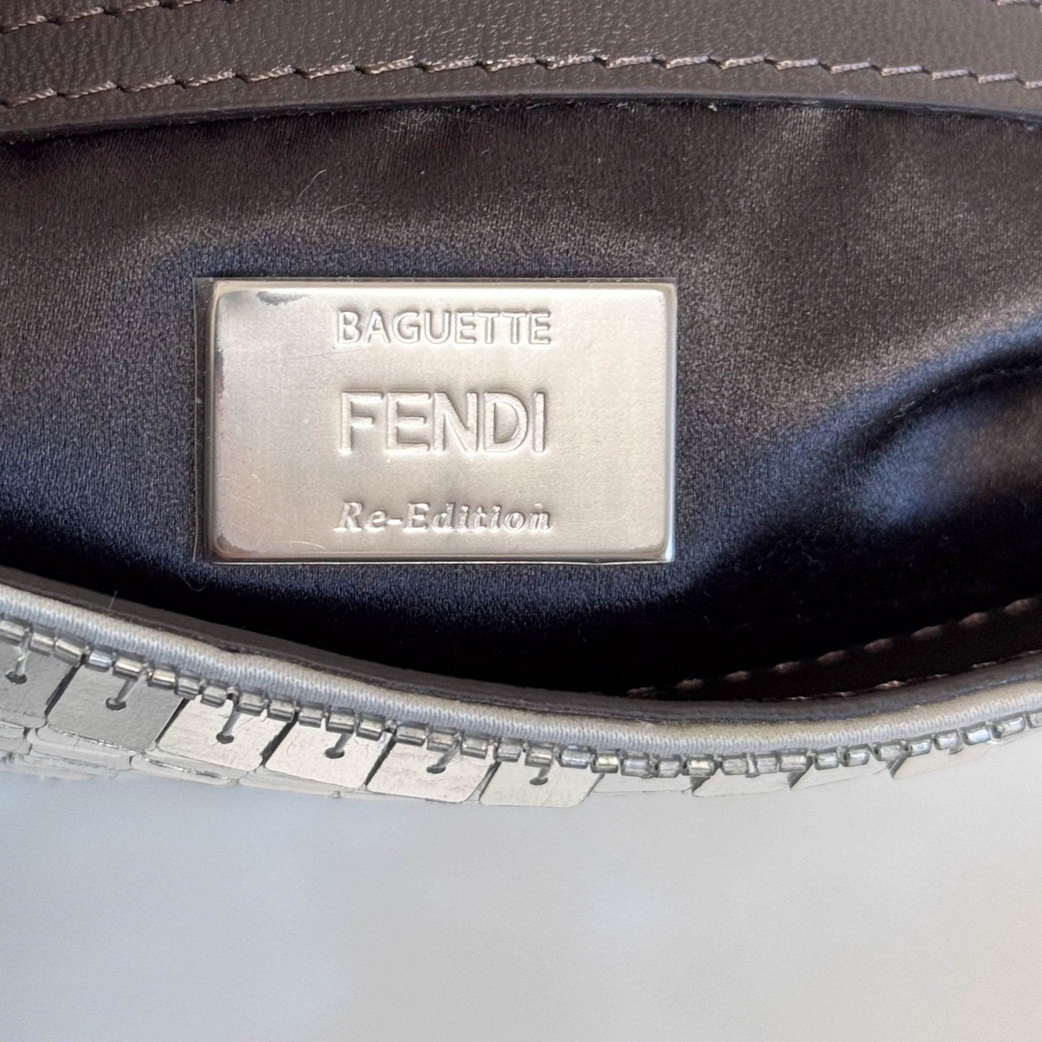 FENDI Baguette Silver Sequin Shoulder Bag, in , Sold by HIVE PRELOVED - Shoulder Bags, ,