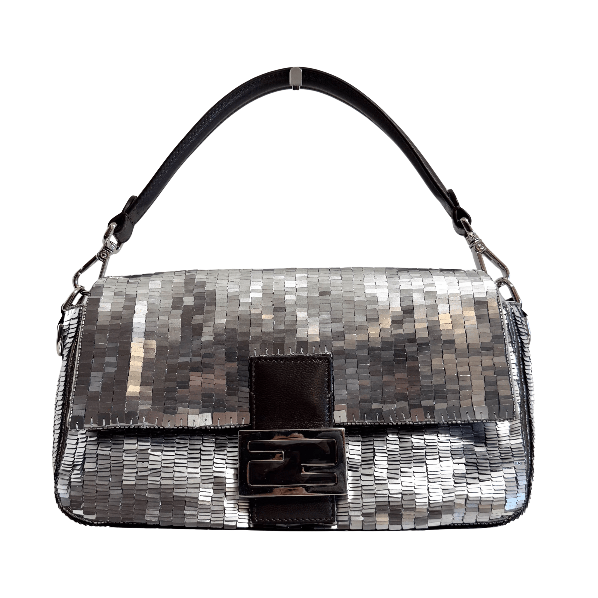 FENDI Baguette Silver Sequin Shoulder Bag, in , Sold by HIVE PRELOVED - Shoulder Bags, ,