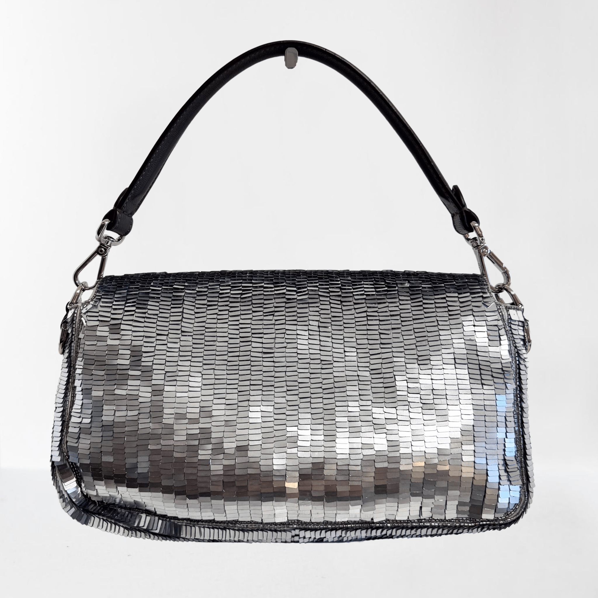 FENDI Baguette Silver Sequin Shoulder Bag, in , Sold by HIVE PRELOVED - Shoulder Bags, ,