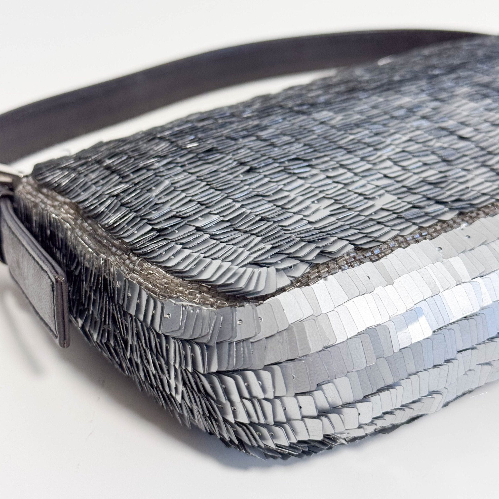 FENDI Baguette Silver Sequin Shoulder Bag, in , Sold by HIVE PRELOVED - Shoulder Bags, ,