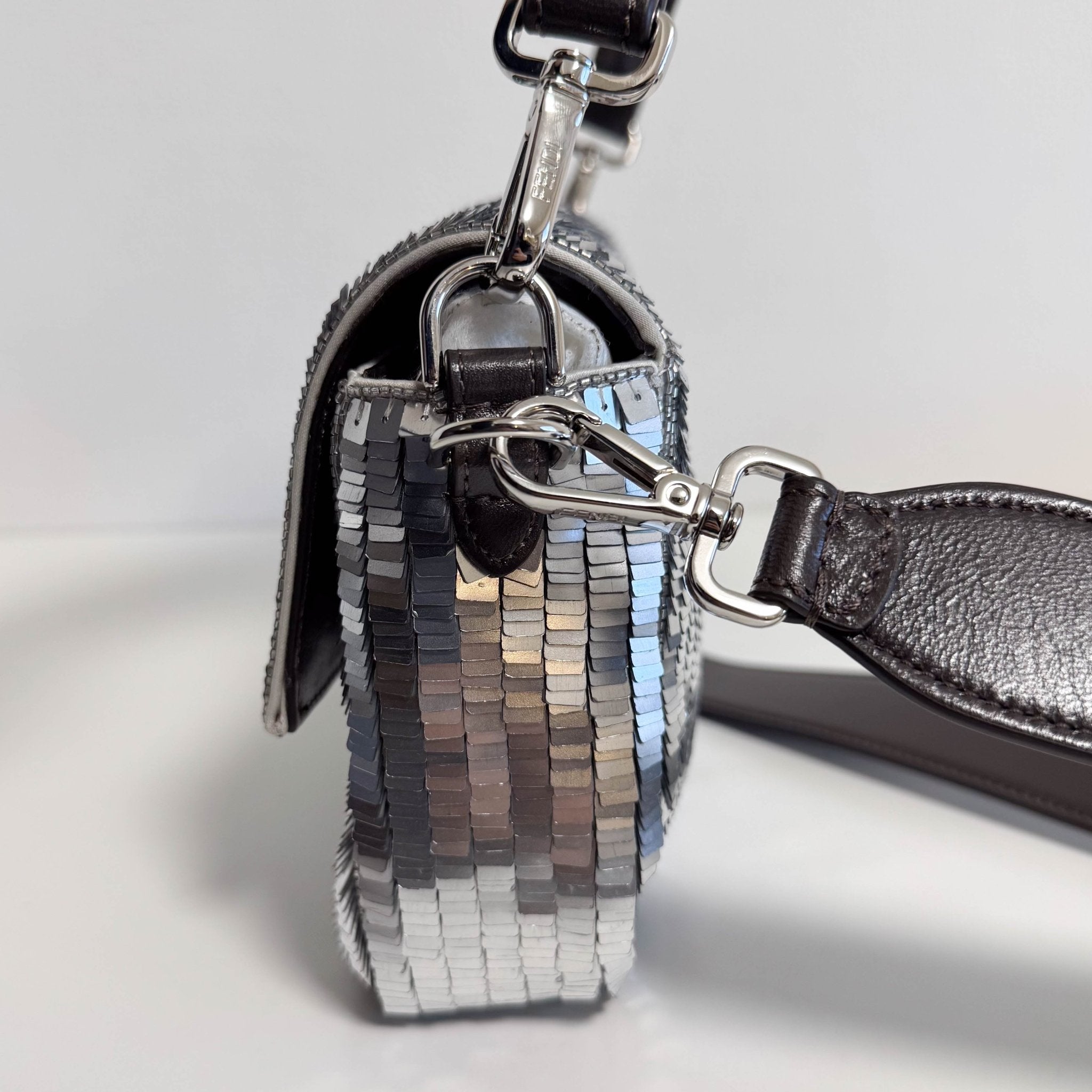 FENDI Baguette Silver Sequin Shoulder Bag, in , Sold by HIVE PRELOVED - Shoulder Bags, ,