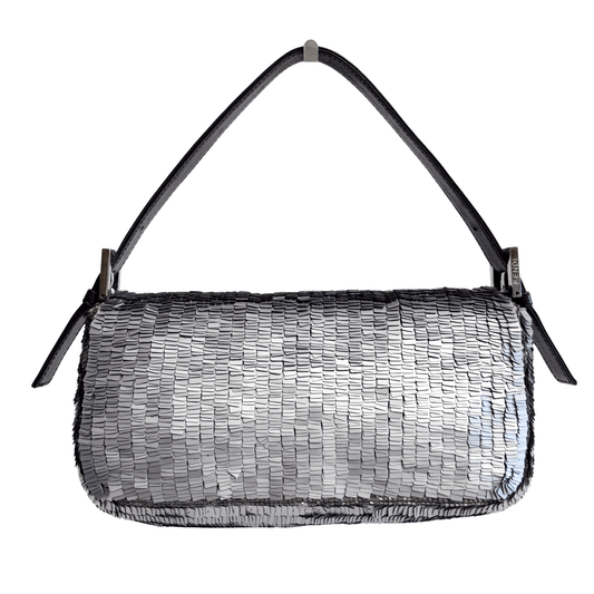 FENDI Baguette Silver Sequin Shoulder Bag, in , Sold by HIVE PRELOVED - Shoulder Bags, ,