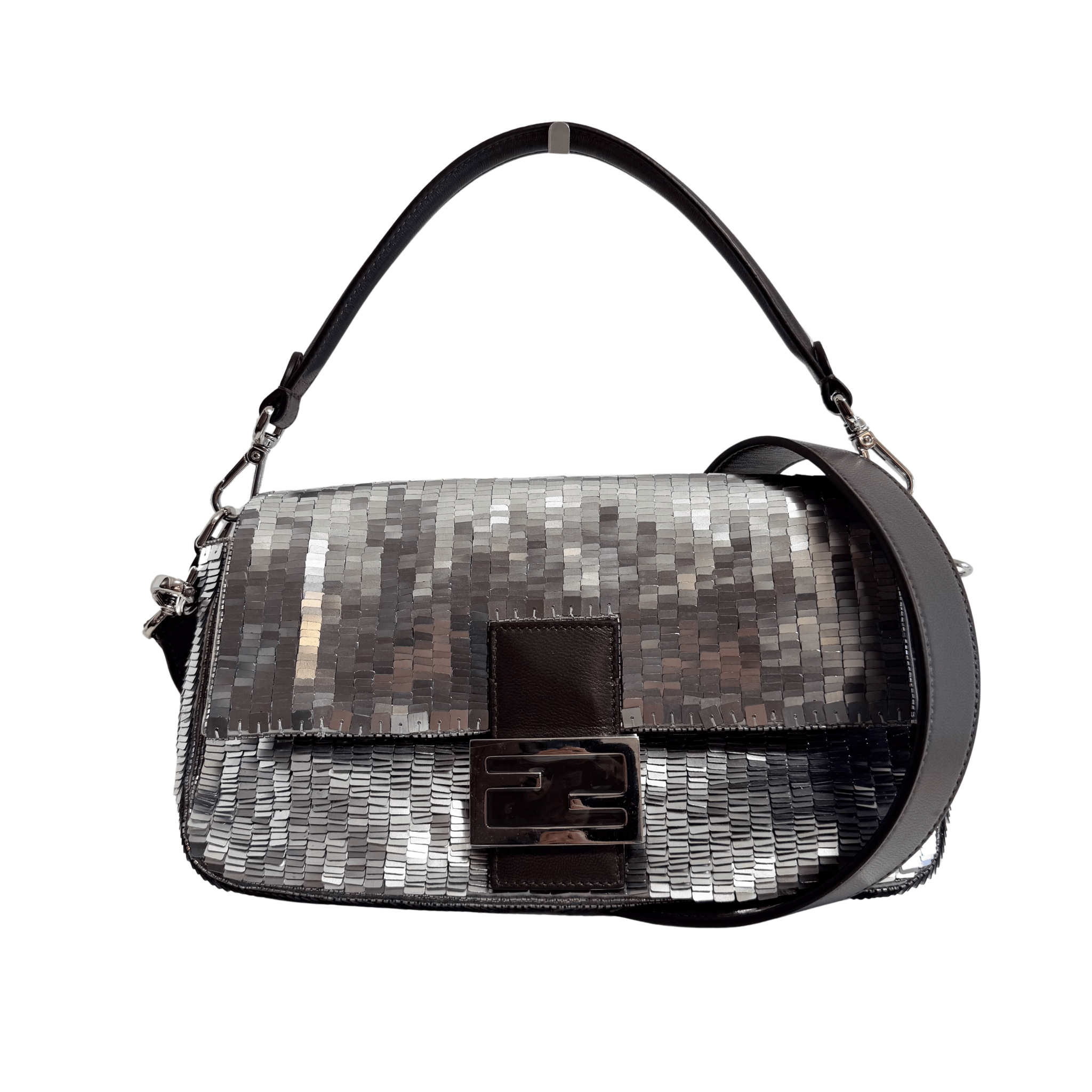 FENDI Baguette Silver Sequin Shoulder Bag, in , Sold by HIVE PRELOVED - Shoulder Bags, ,