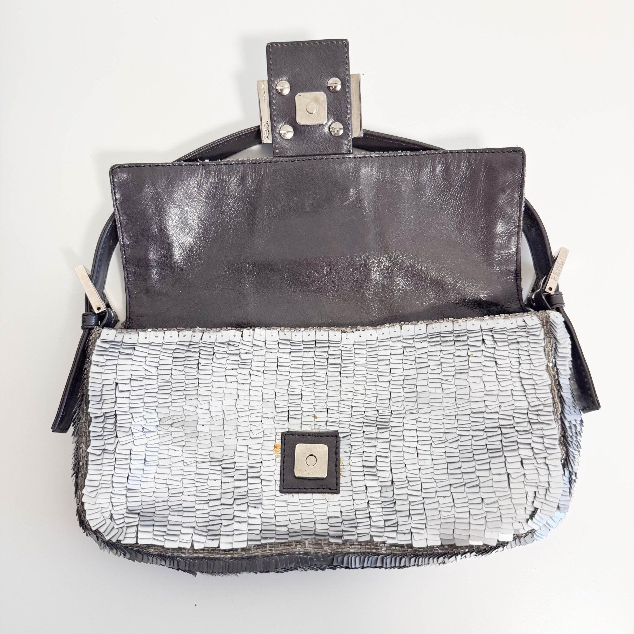 FENDI Baguette Silver Sequin Shoulder Bag, in , Sold by HIVE PRELOVED - Shoulder Bags, ,